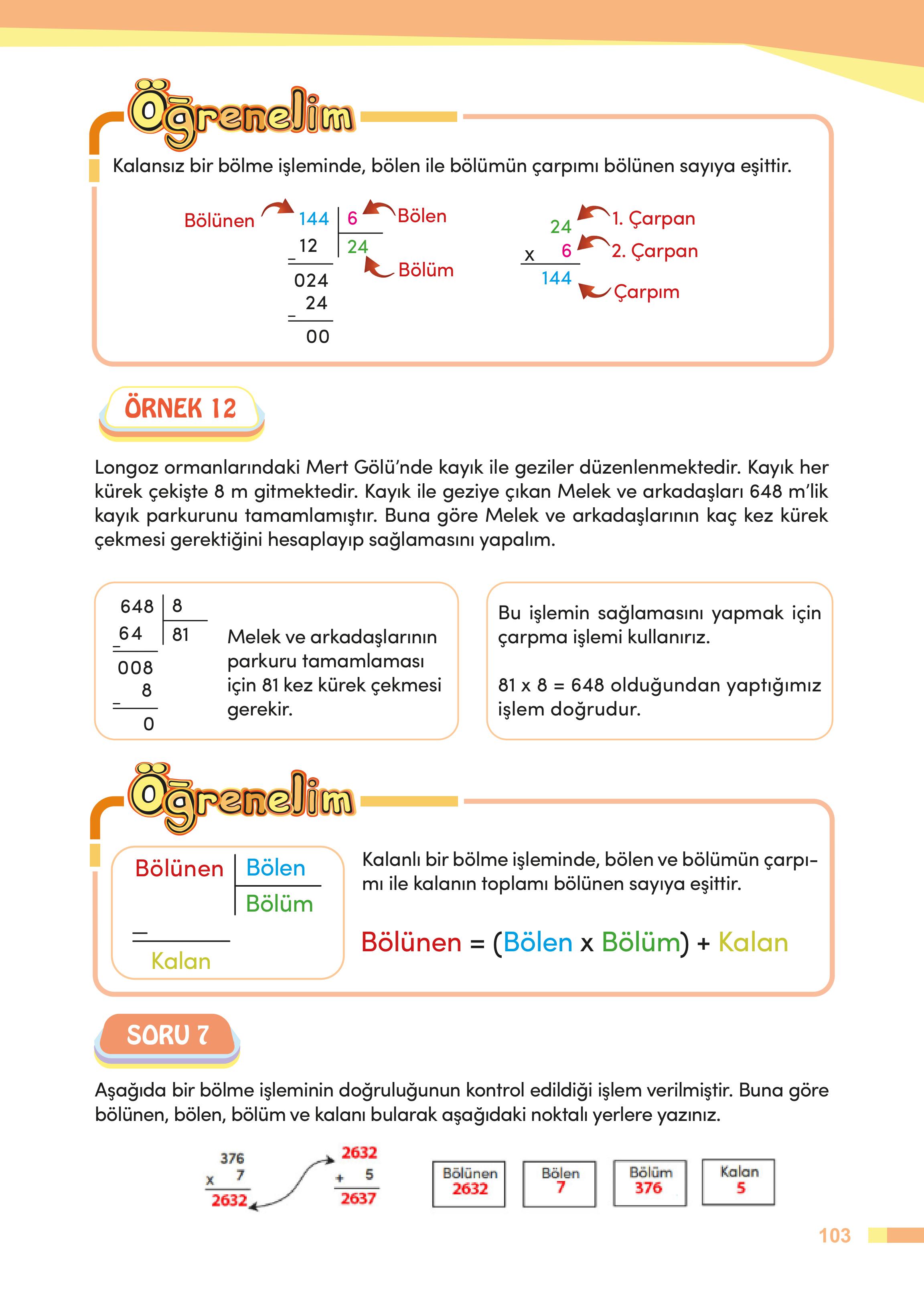 4. Sınıf Meb Yayınları Matematik Ders Kitabı Sayfa 103 Cevapları