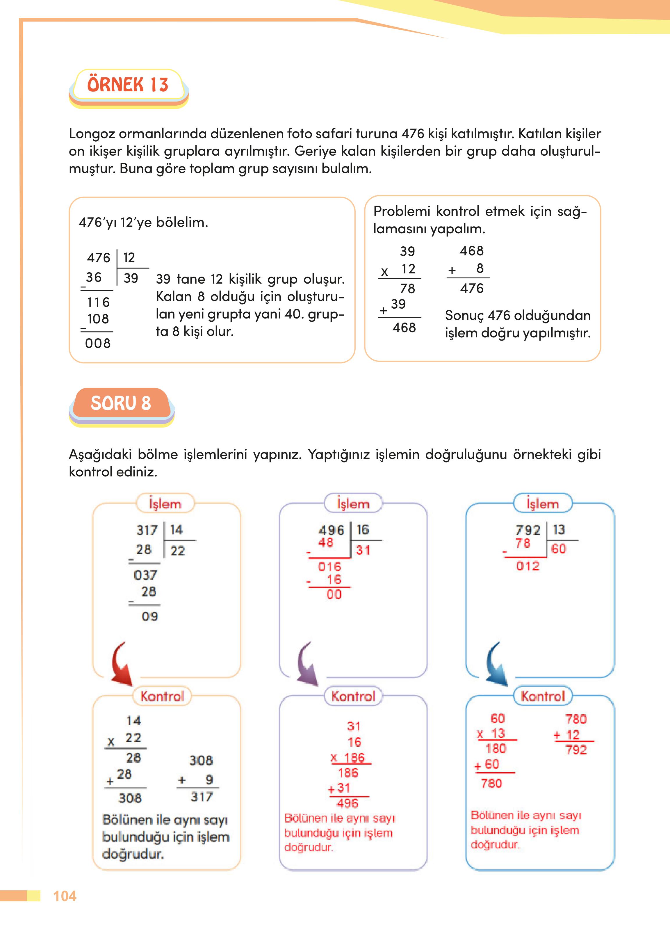 4. Sınıf Meb Yayınları Matematik Ders Kitabı Sayfa 104 Cevapları