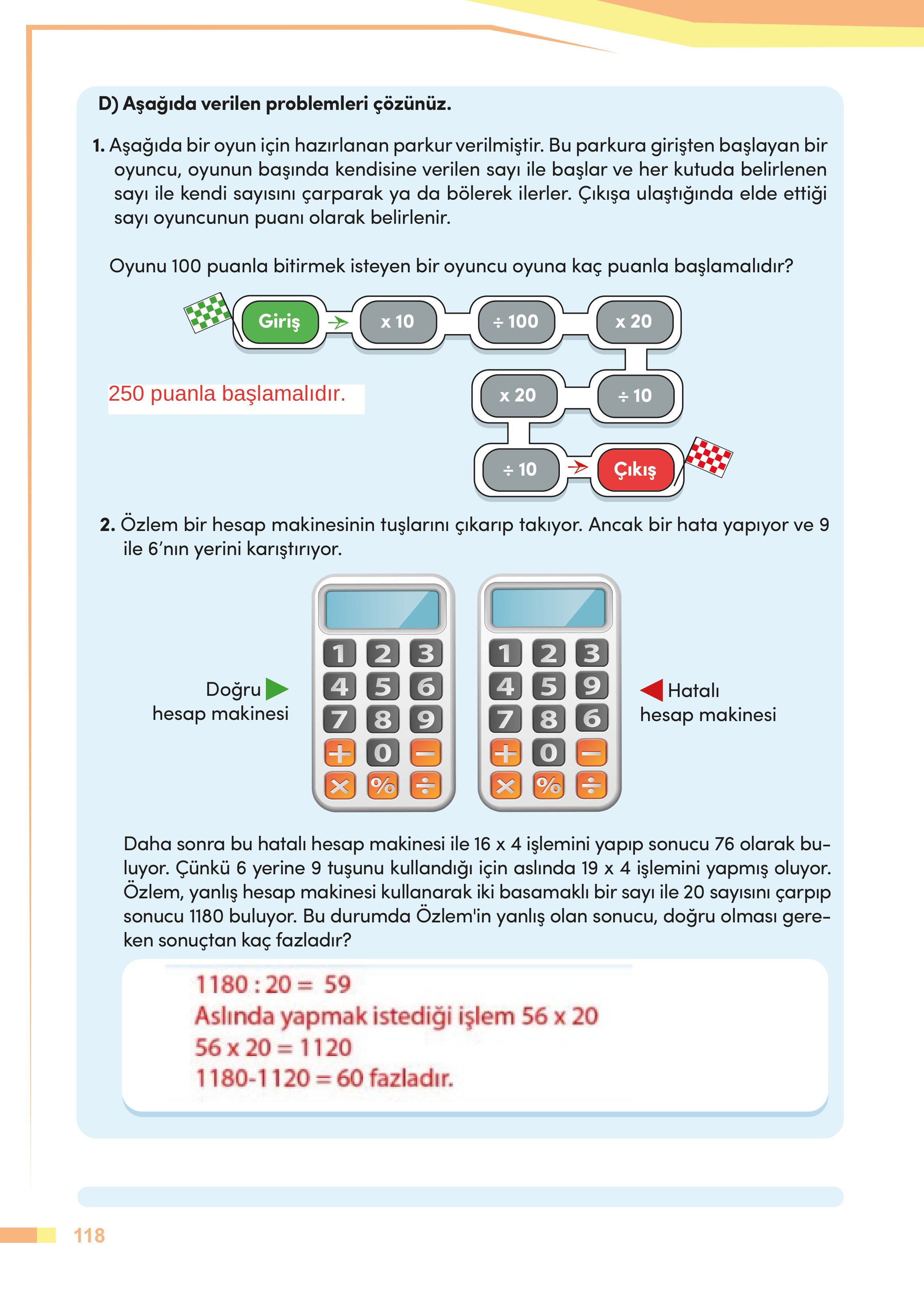 4. Sınıf Meb Yayınları Matematik Ders Kitabı Sayfa 118 Cevapları