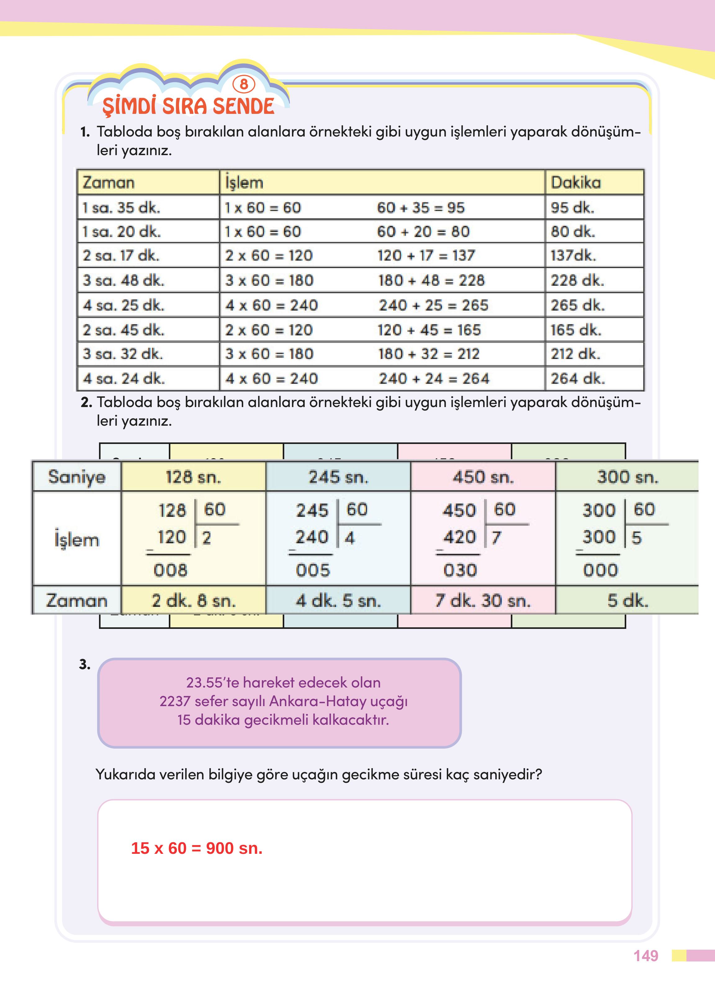 4. Sınıf Meb Yayınları Matematik Ders Kitabı Sayfa 149 Cevapları