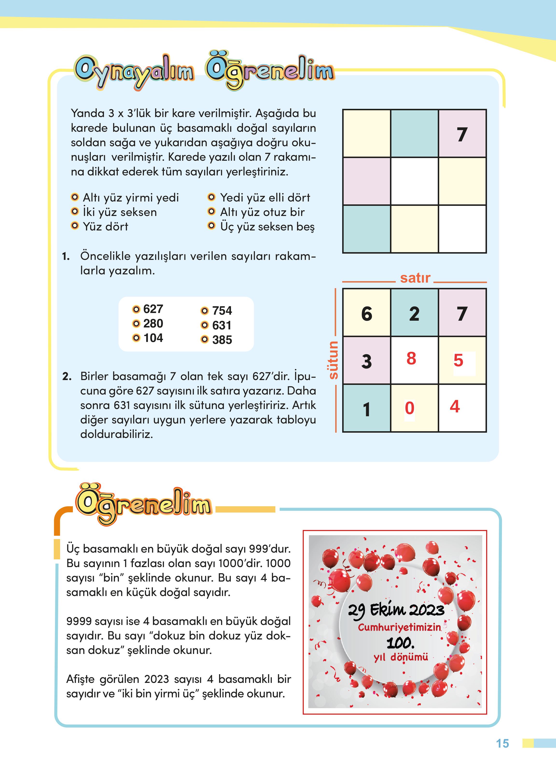 4. Sınıf Meb Yayınları Matematik Ders Kitabı Sayfa 15 Cevapları