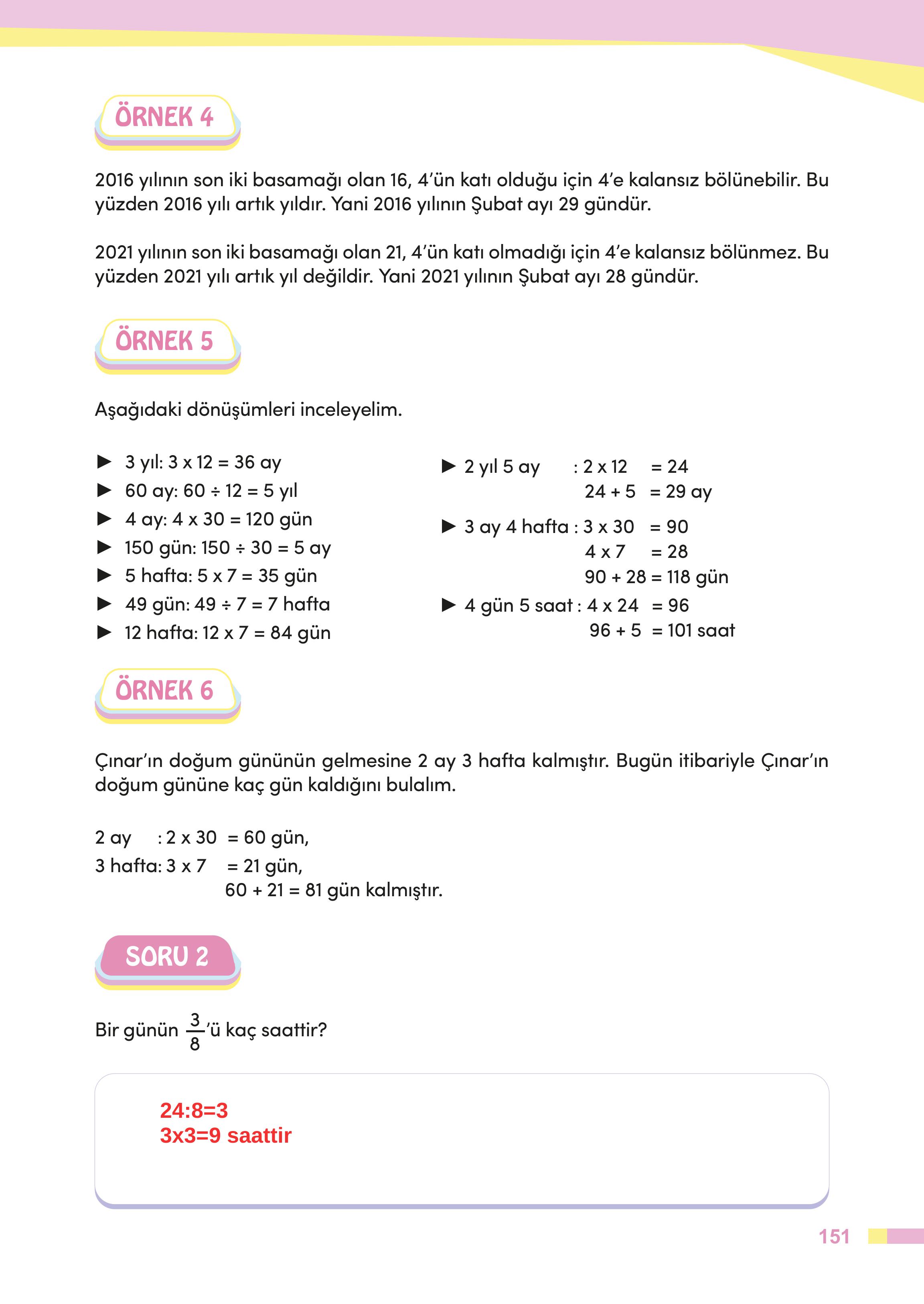 4. Sınıf Meb Yayınları Matematik Ders Kitabı Sayfa 151 Cevapları