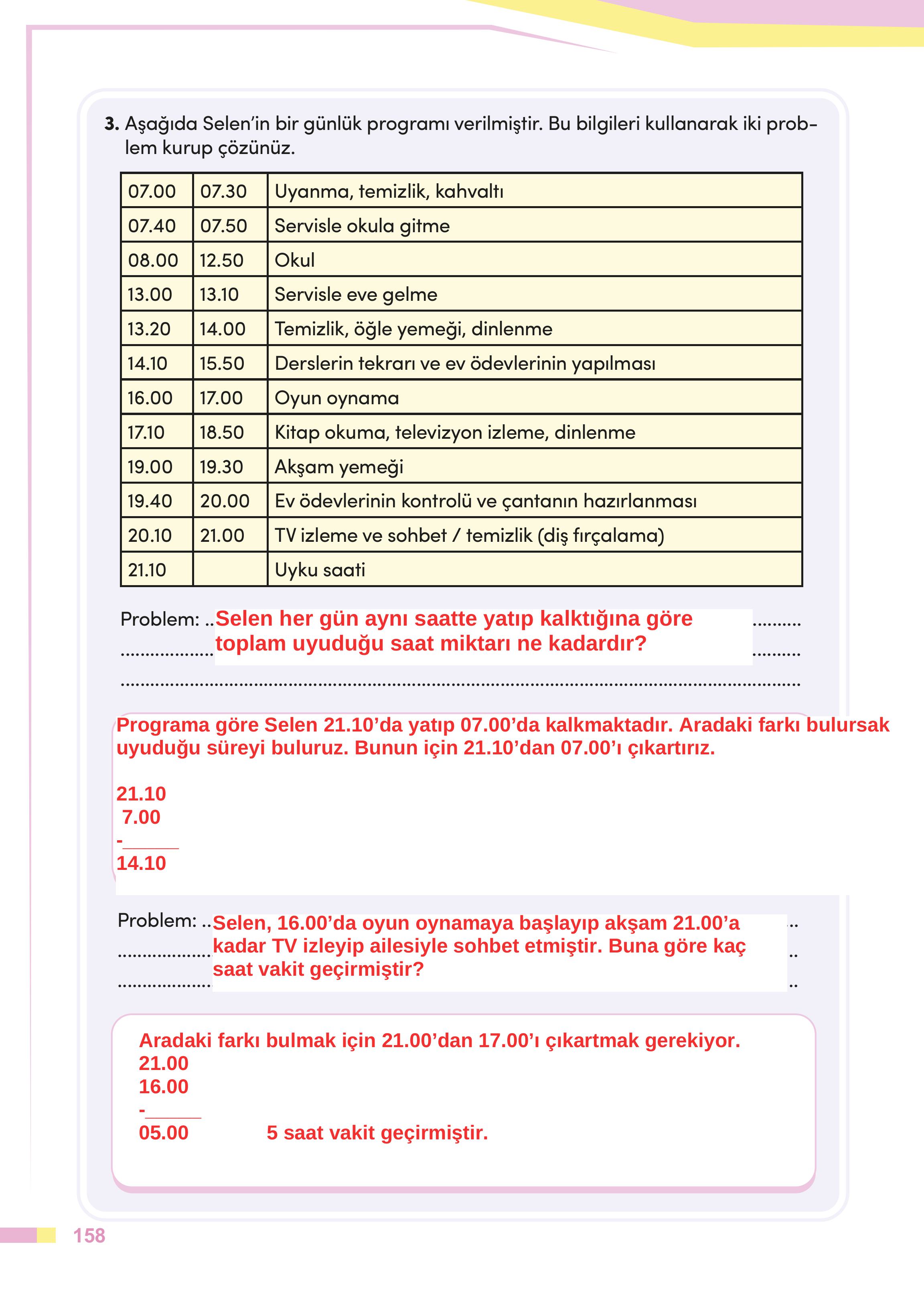 4. Sınıf Meb Yayınları Matematik Ders Kitabı Sayfa 158 Cevapları