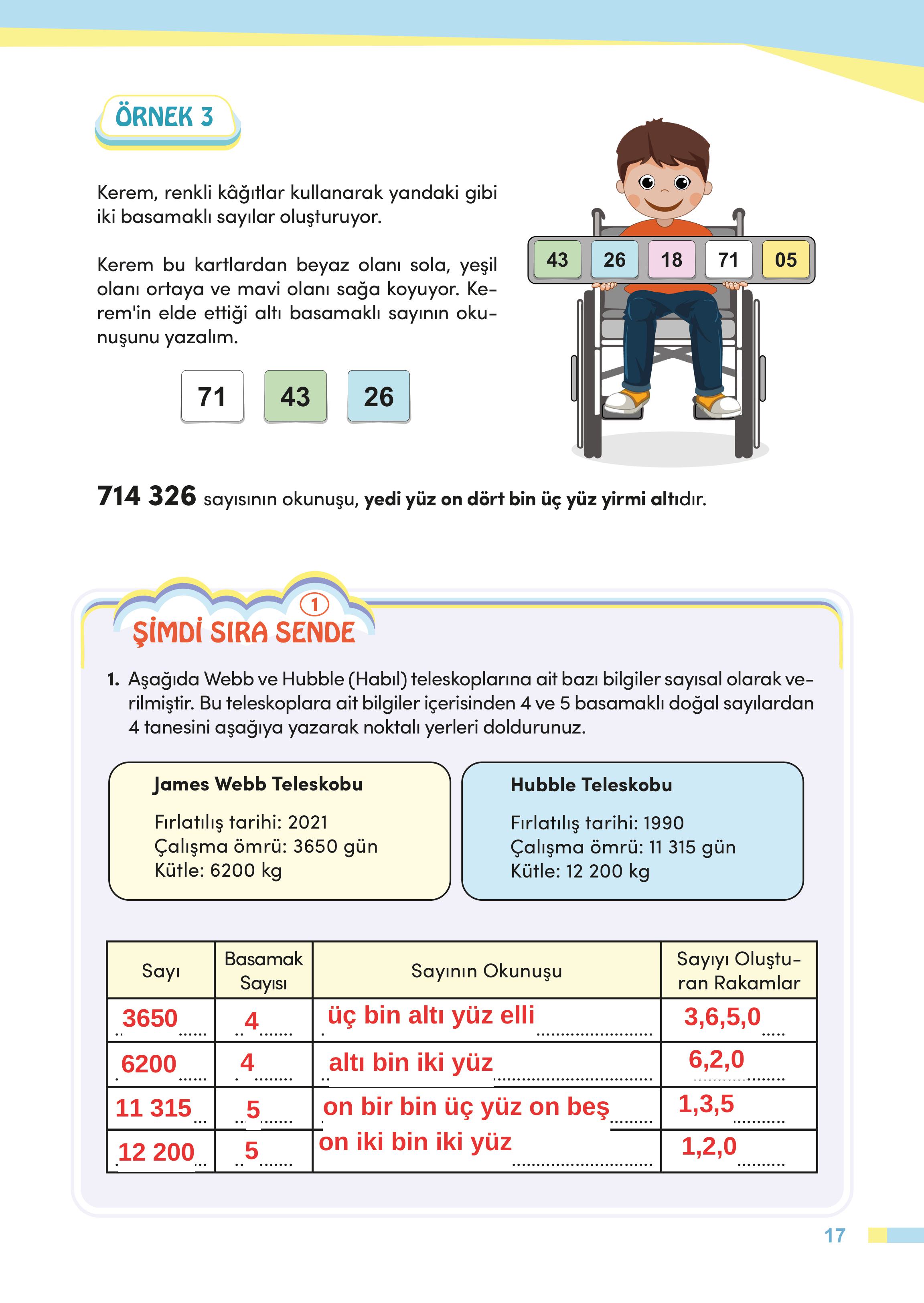 4. Sınıf Meb Yayınları Matematik Ders Kitabı Sayfa 17 Cevapları