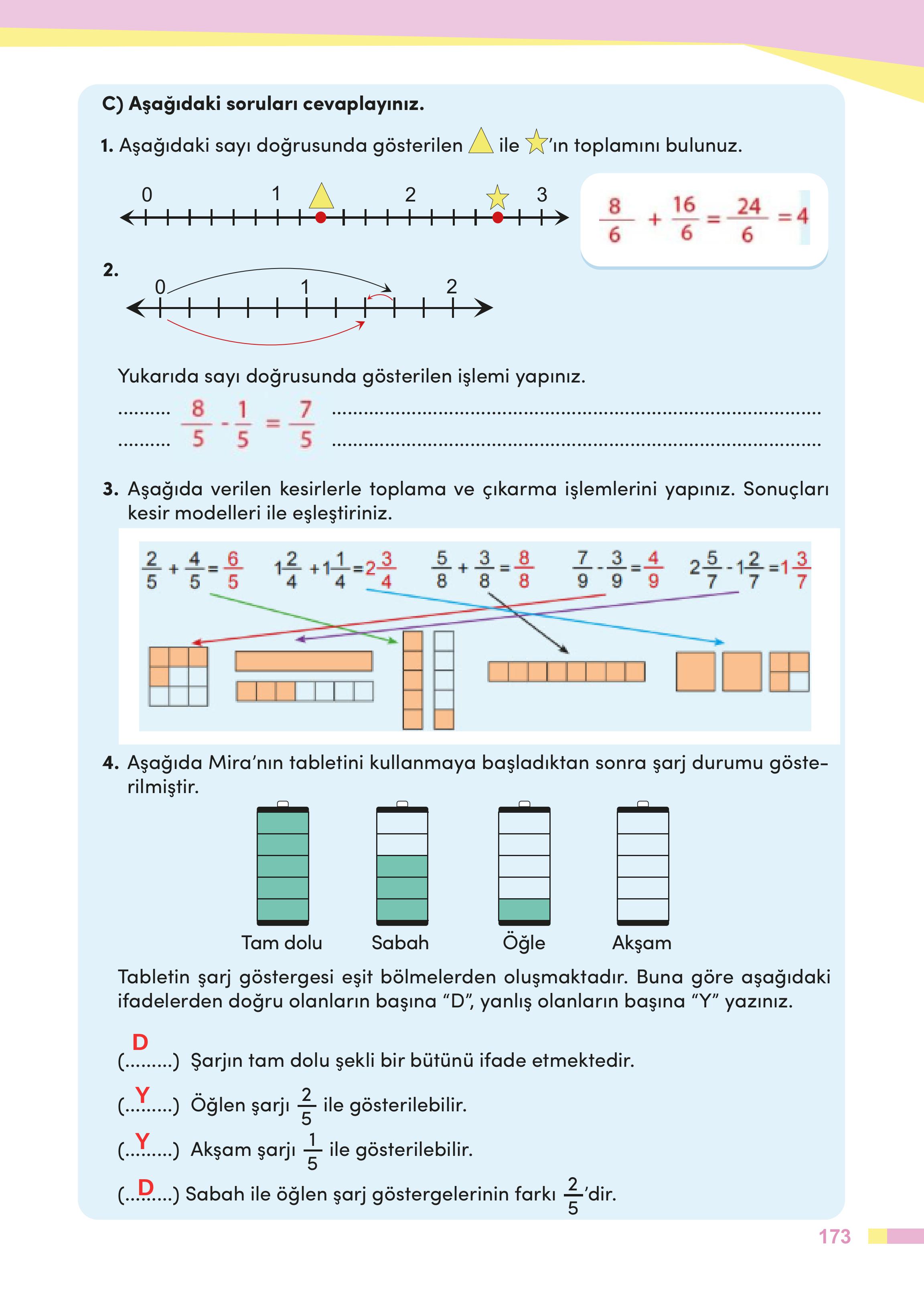 4. Sınıf Meb Yayınları Matematik Ders Kitabı Sayfa 173 Cevapları 4. Sınıf Meb Yayınları Matematik Ders Kitabı Sayfa 173 Cevapları