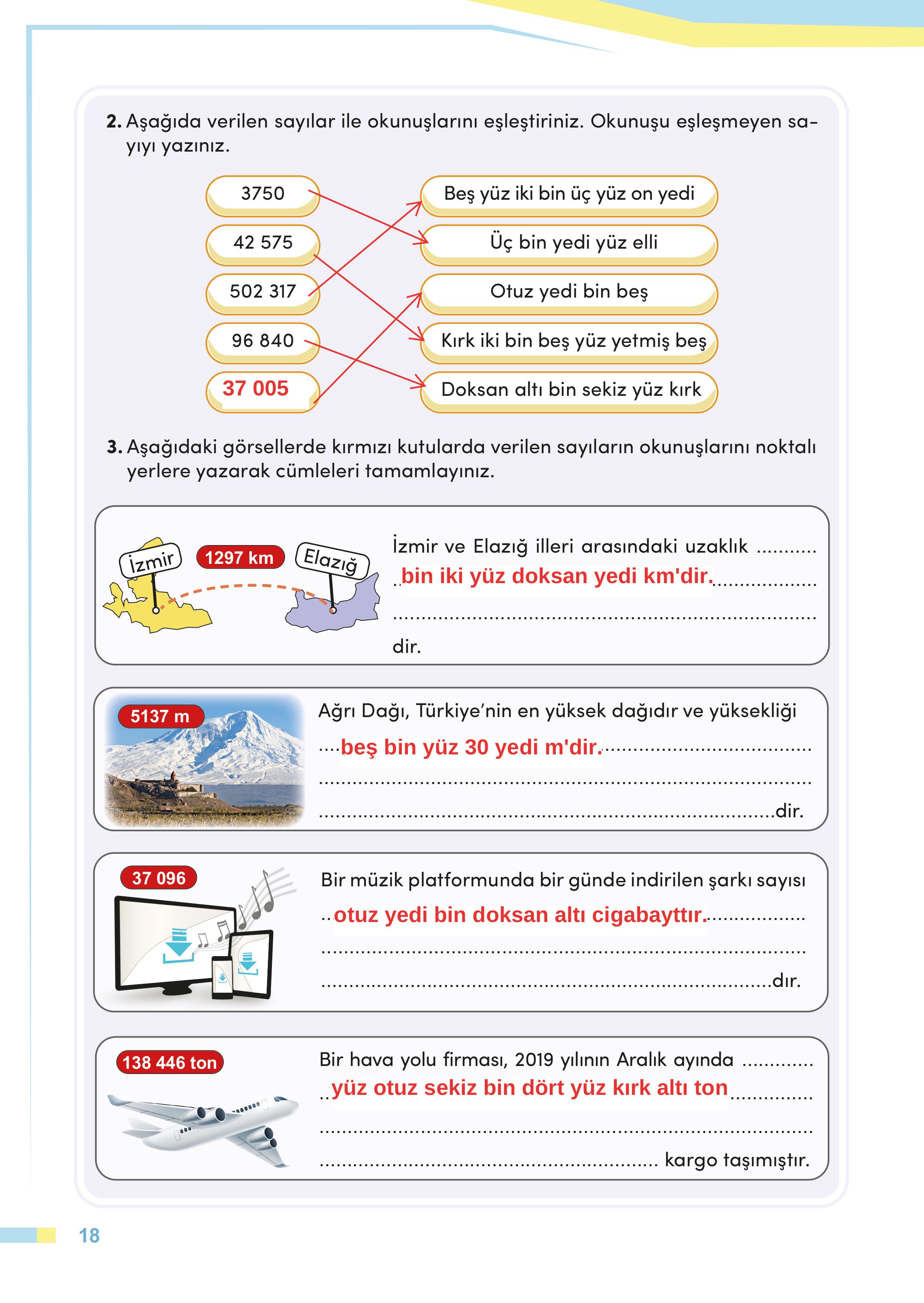 4. Sınıf Meb Yayınları Matematik Ders Kitabı Sayfa 18 Cevapları