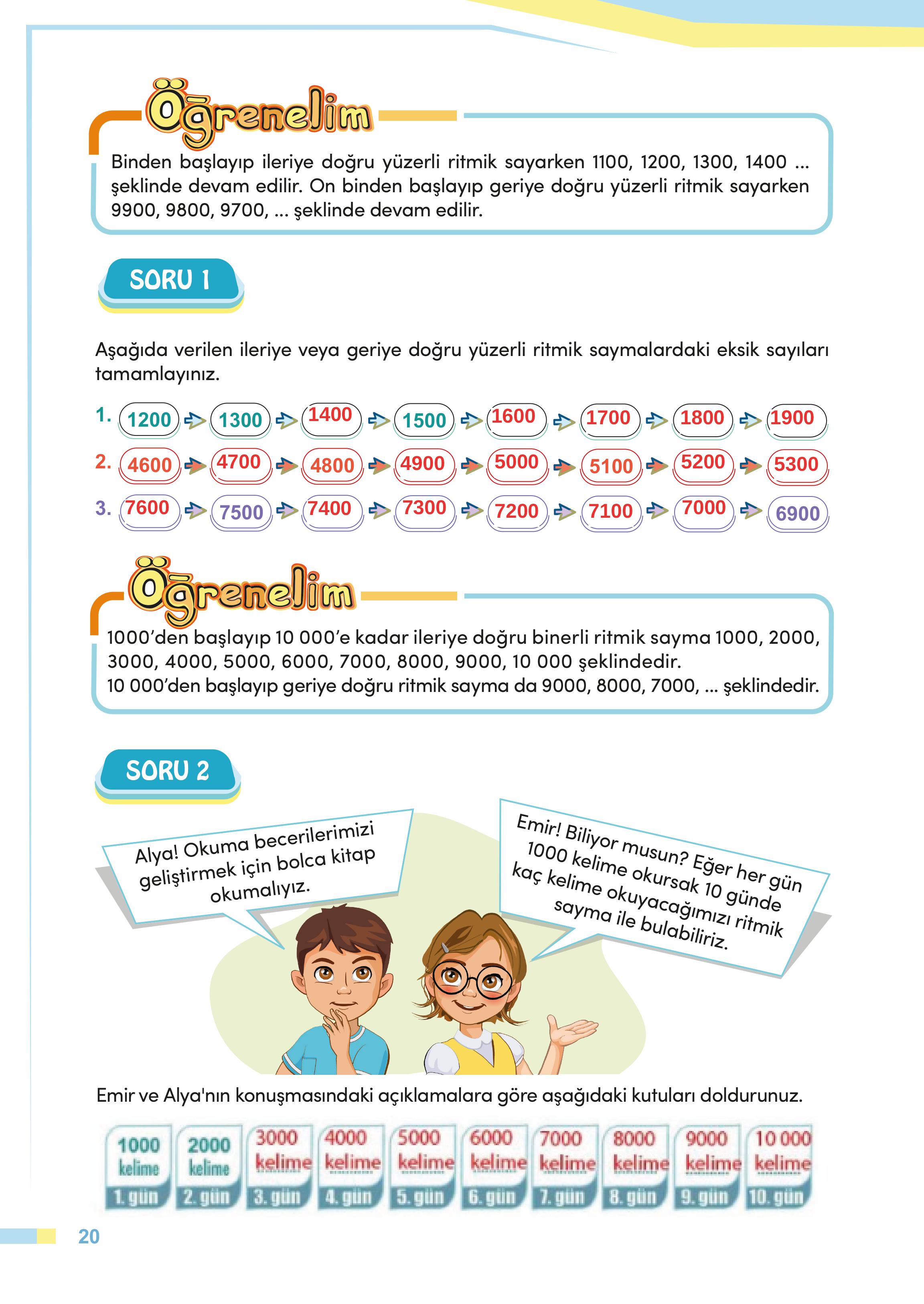 4. Sınıf Meb Yayınları Matematik Ders Kitabı Sayfa 20 Cevapları