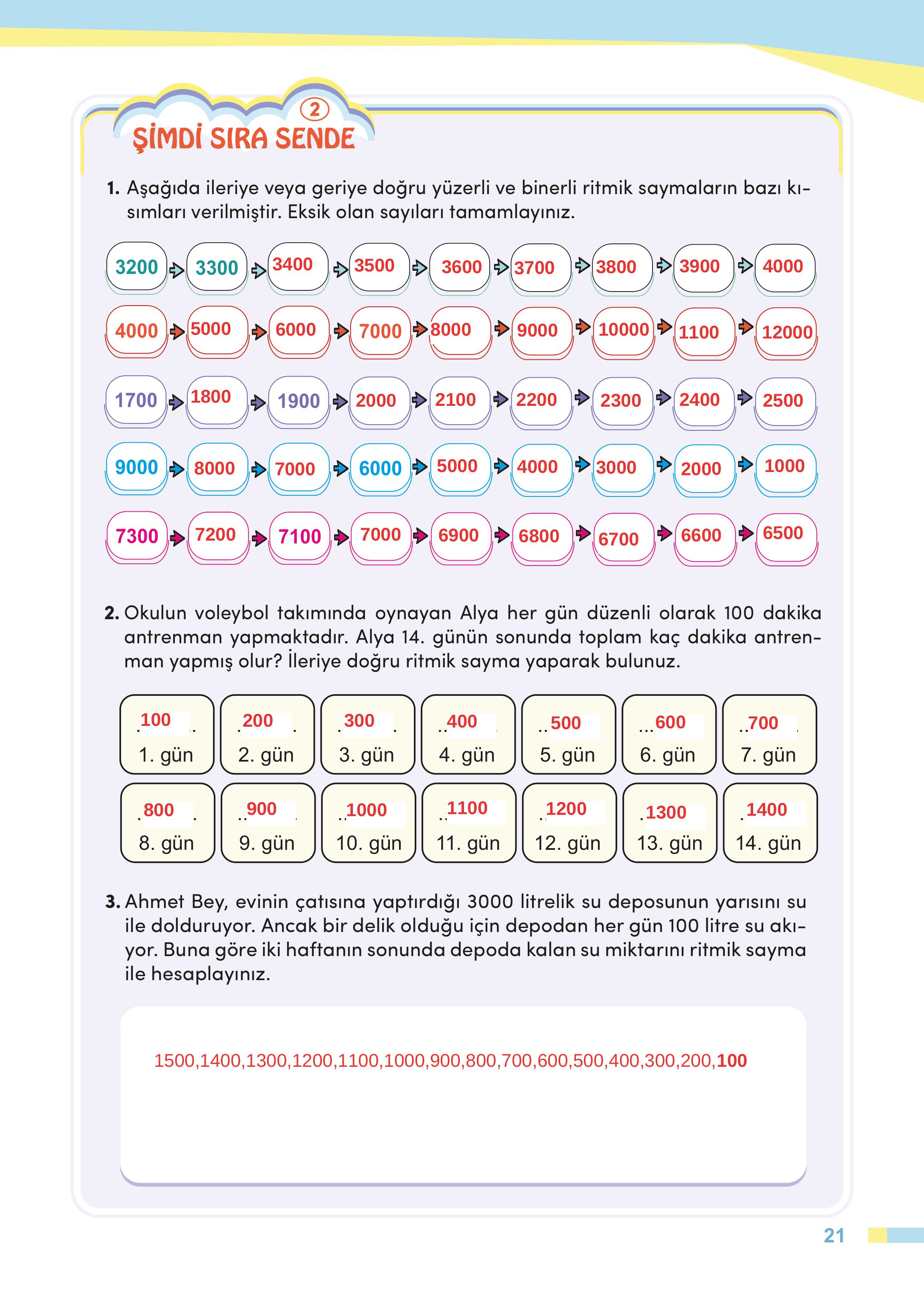 4. Sınıf Meb Yayınları Matematik Ders Kitabı Sayfa 21 Cevapları