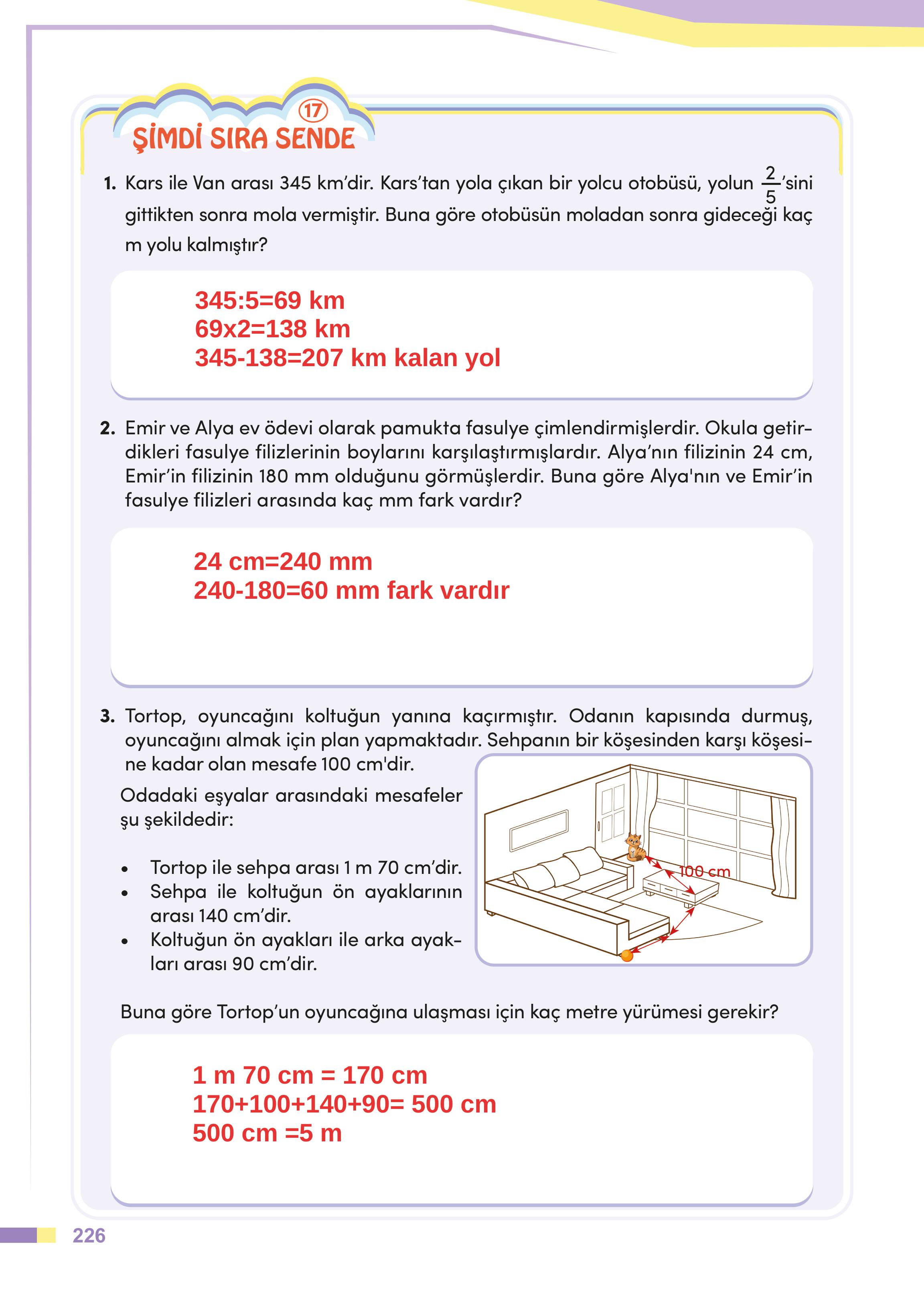 4. Sınıf Meb Yayınları Matematik Ders Kitabı Sayfa 226 Cevapları