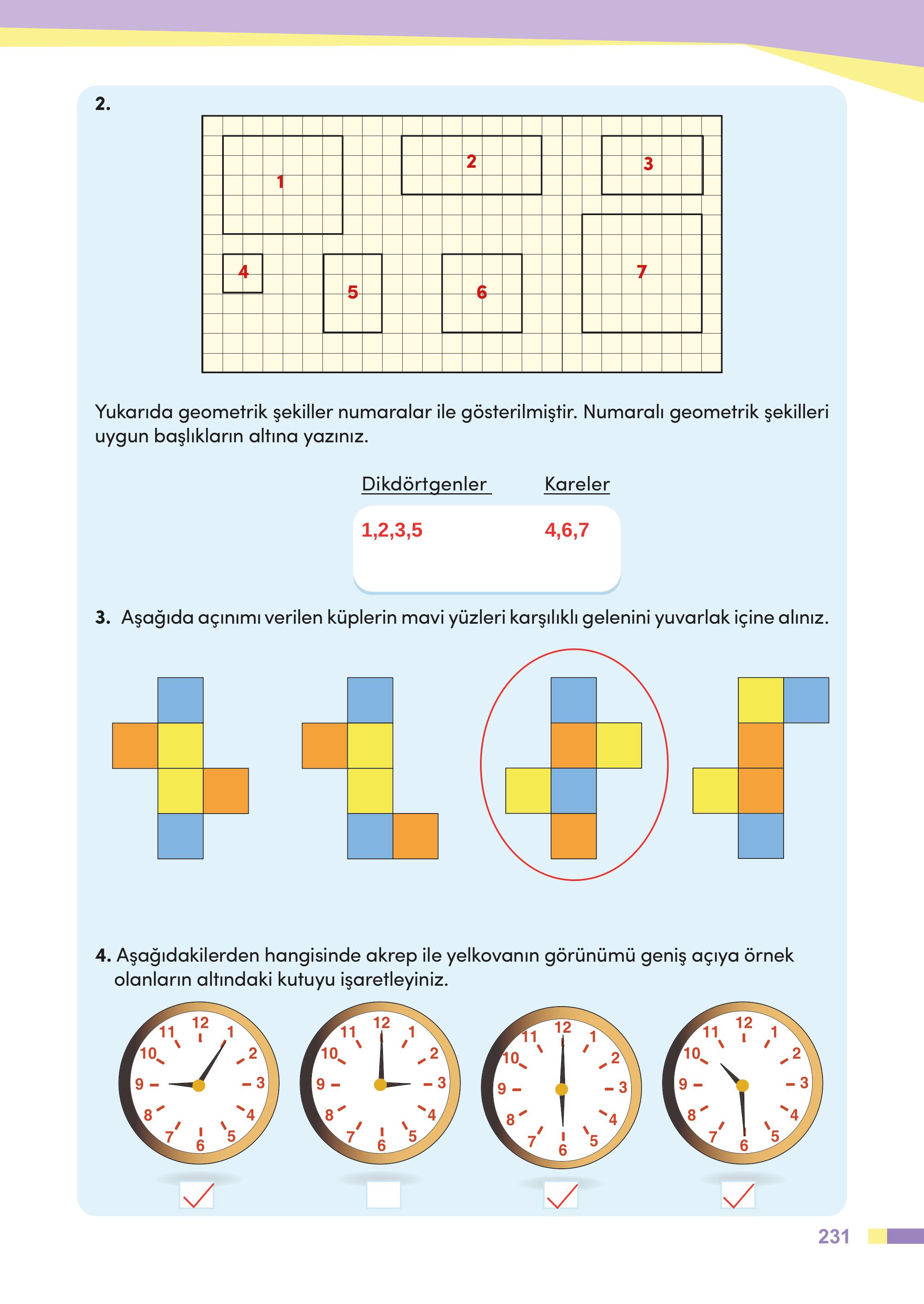 4. Sınıf Meb Yayınları Matematik Ders Kitabı Sayfa 231 Cevapları