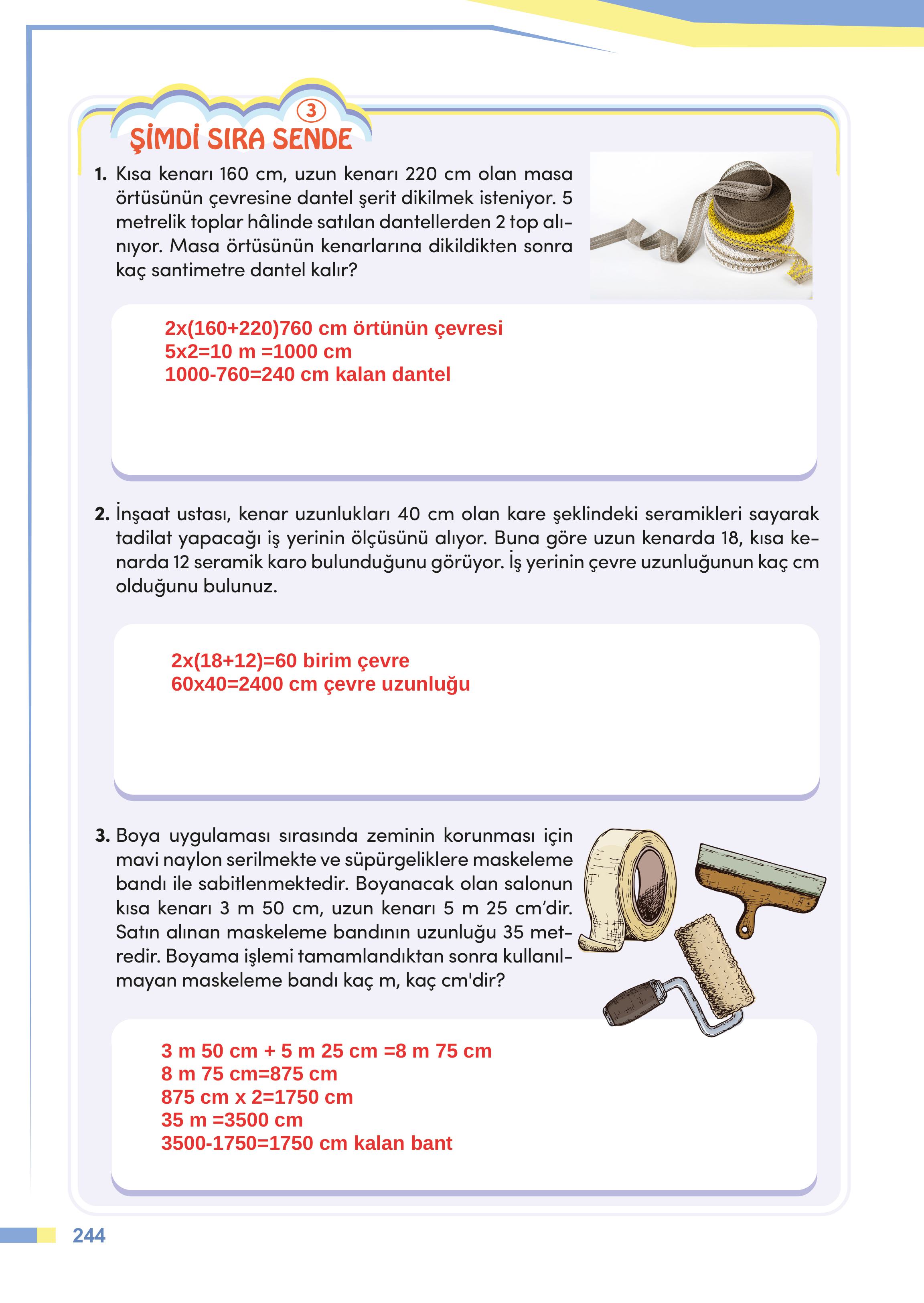 4. Sınıf Meb Yayınları Matematik Ders Kitabı Sayfa 244 Cevapları