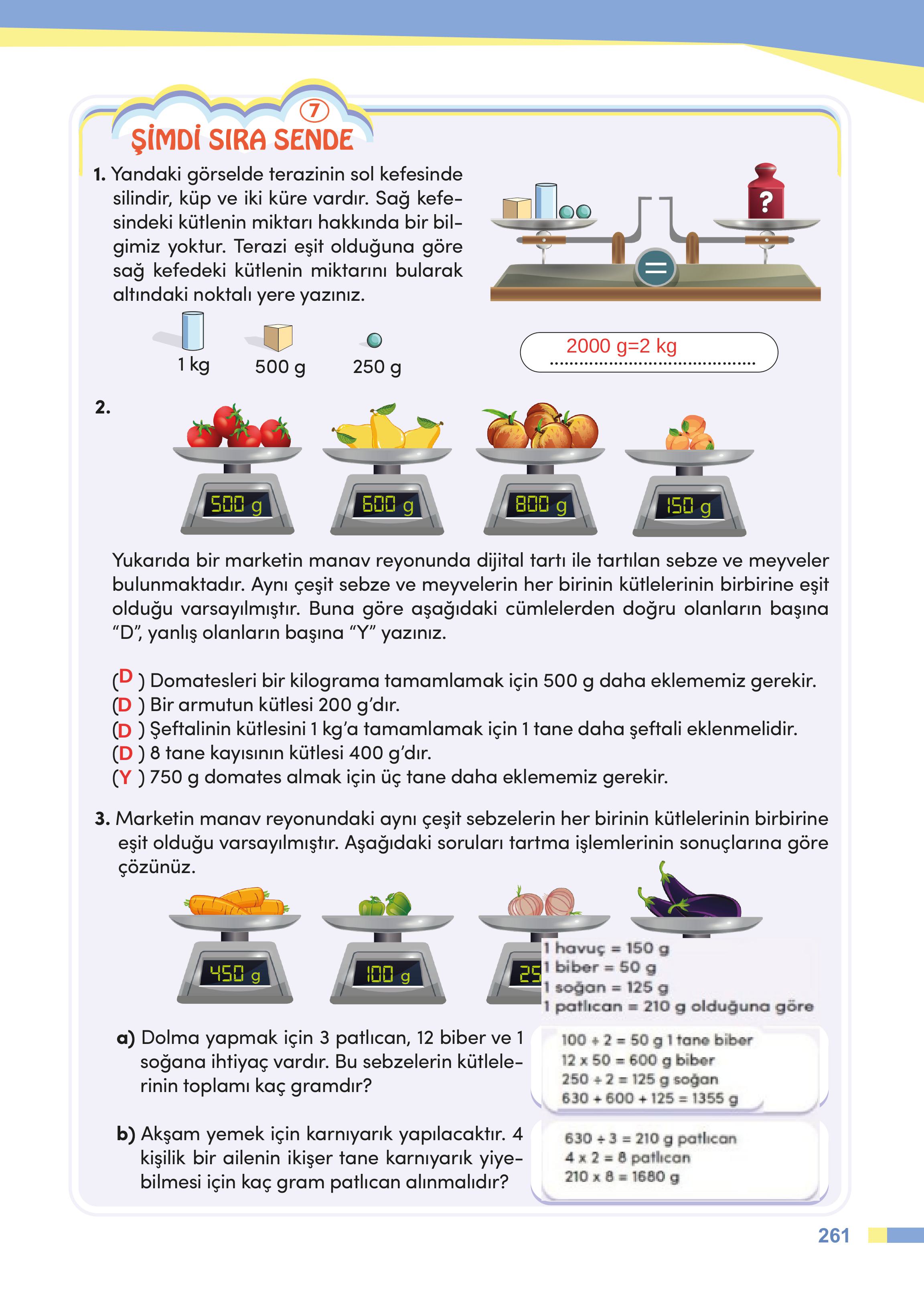 4. Sınıf Meb Yayınları Matematik Ders Kitabı Sayfa 261 Cevapları
