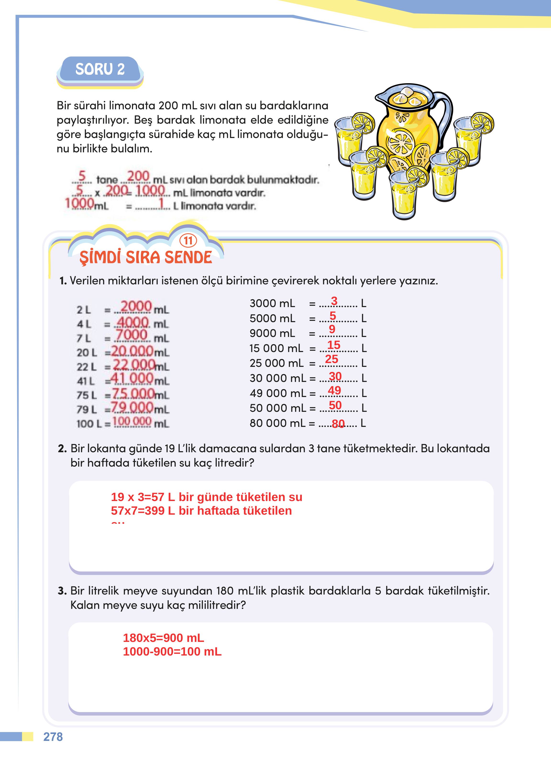 4. Sınıf Meb Yayınları Matematik Ders Kitabı Sayfa 278 Cevapları