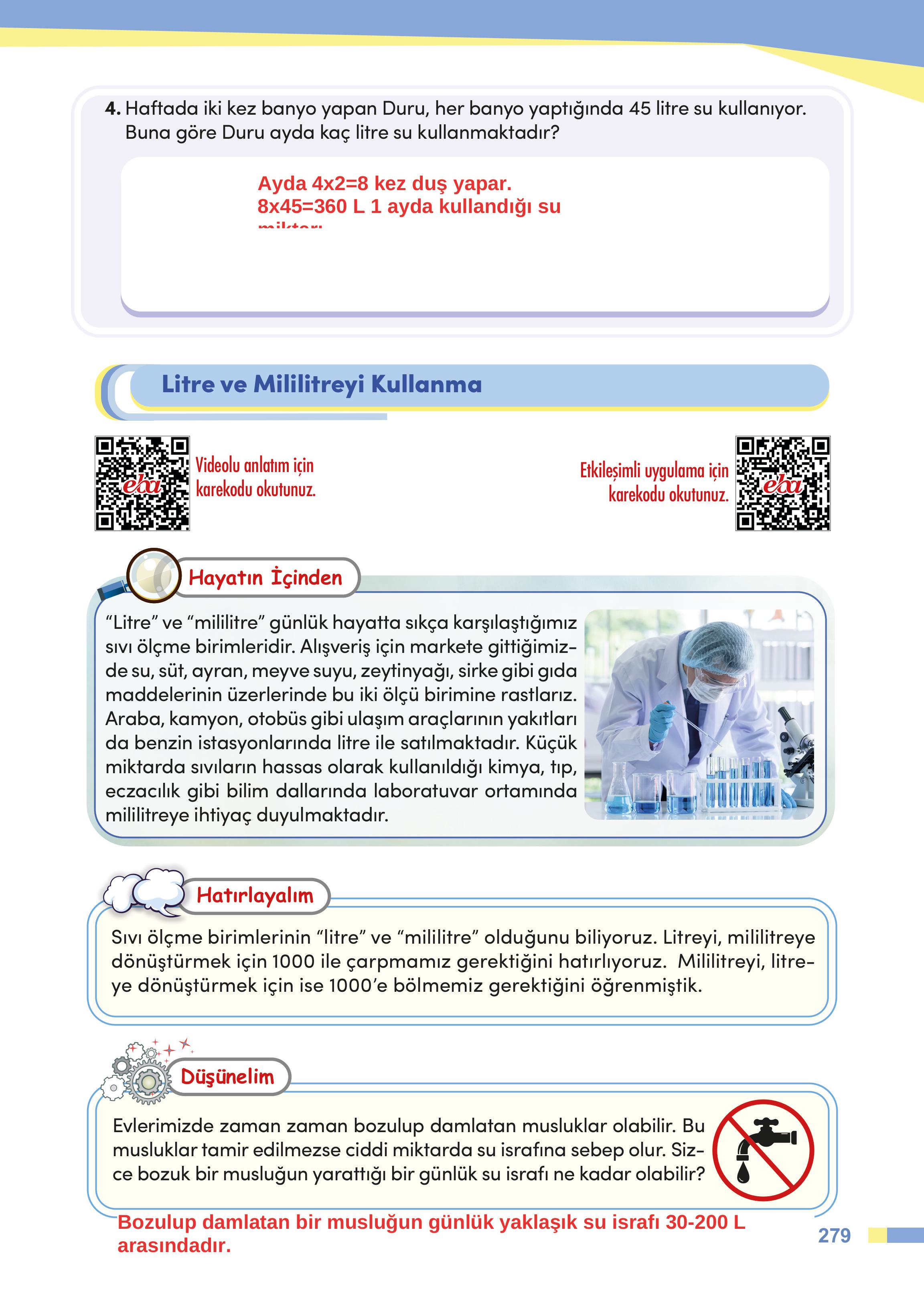 4. Sınıf Meb Yayınları Matematik Ders Kitabı Sayfa 279 Cevapları