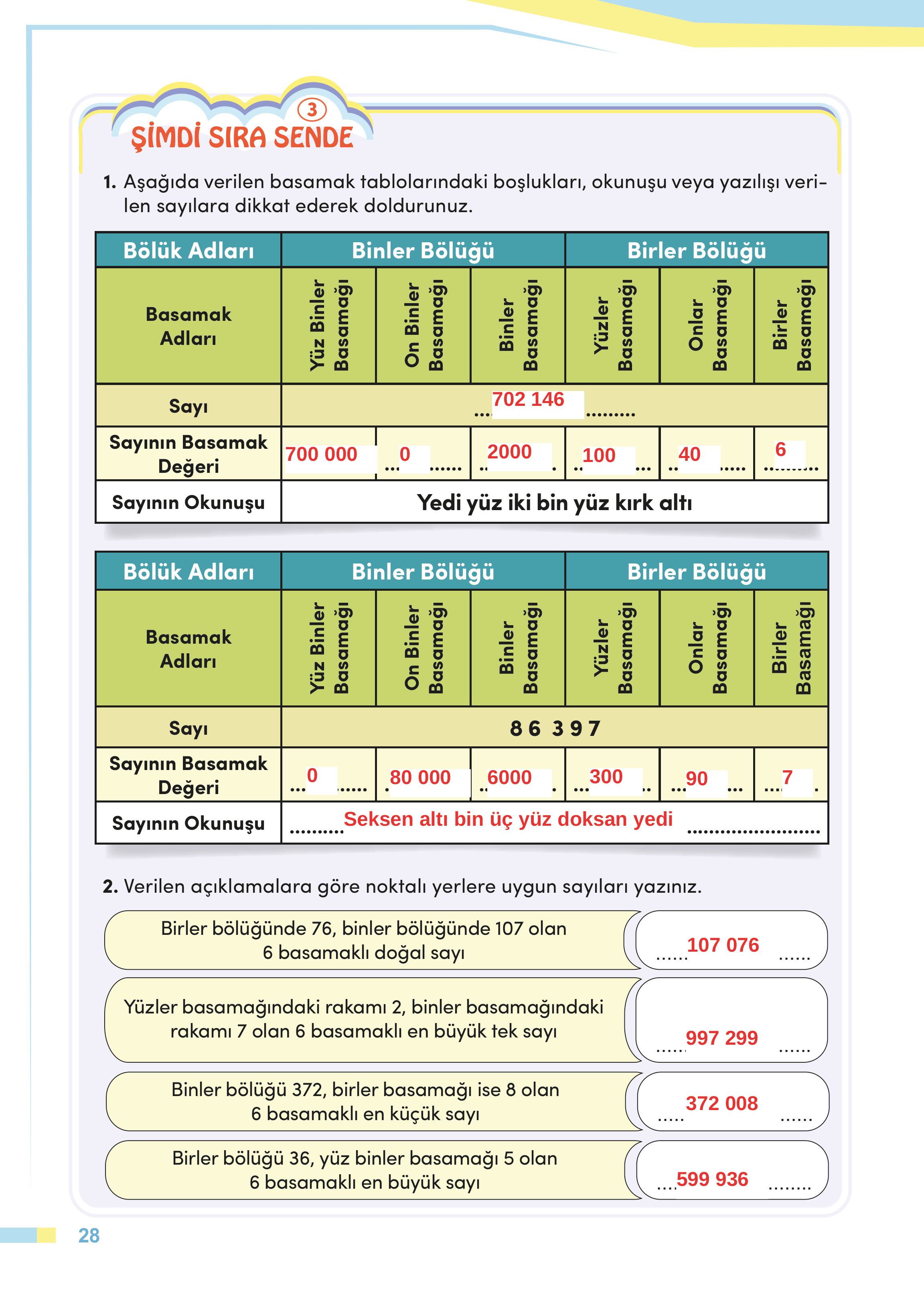 4. Sınıf Meb Yayınları Matematik Ders Kitabı Sayfa 28 Cevapları