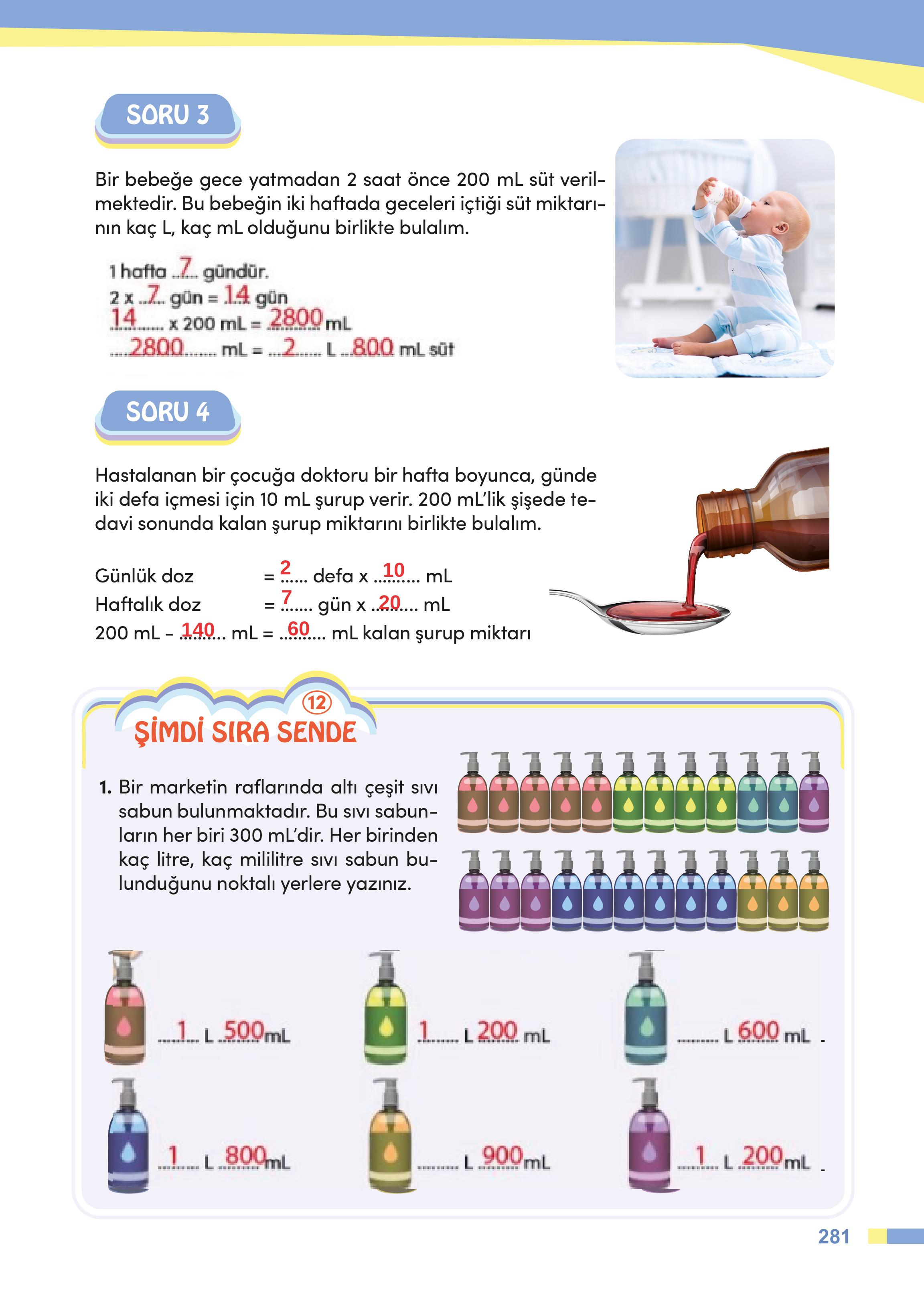 4. Sınıf Meb Yayınları Matematik Ders Kitabı Sayfa 281 Cevapları
