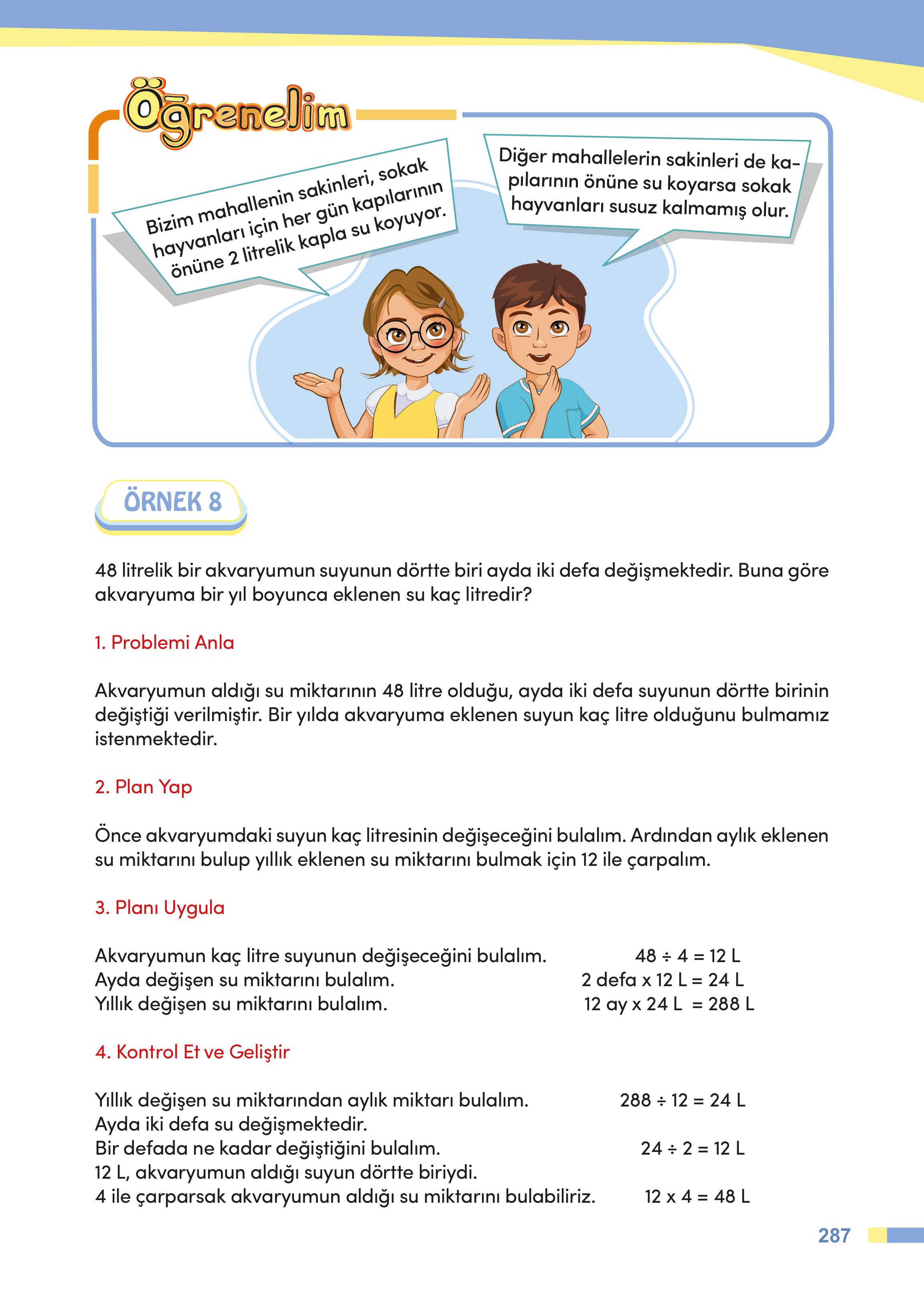 4. Sınıf Meb Yayınları Matematik Ders Kitabı Sayfa 287 Cevapları