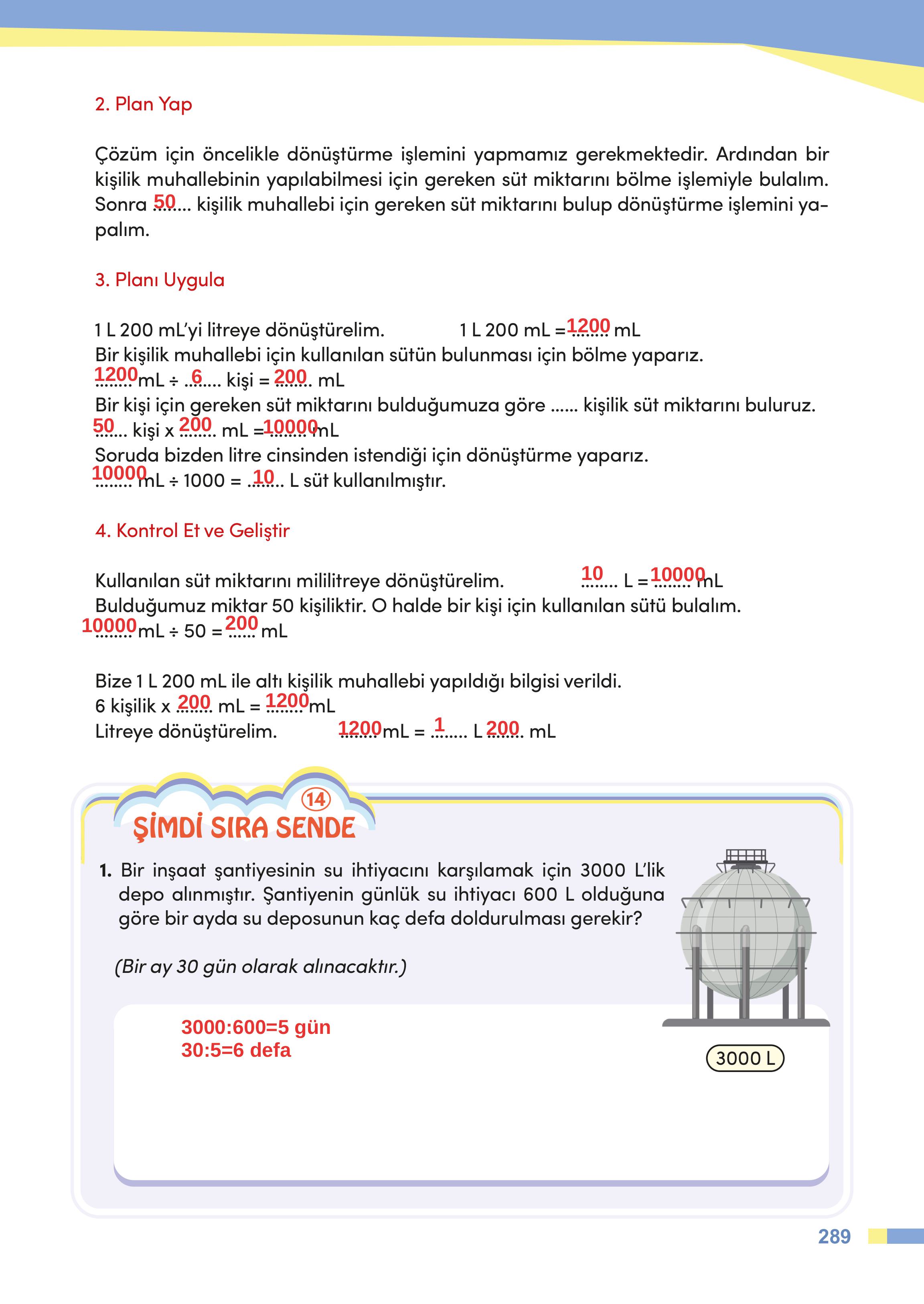 4. Sınıf Meb Yayınları Matematik Ders Kitabı Sayfa 289 Cevapları