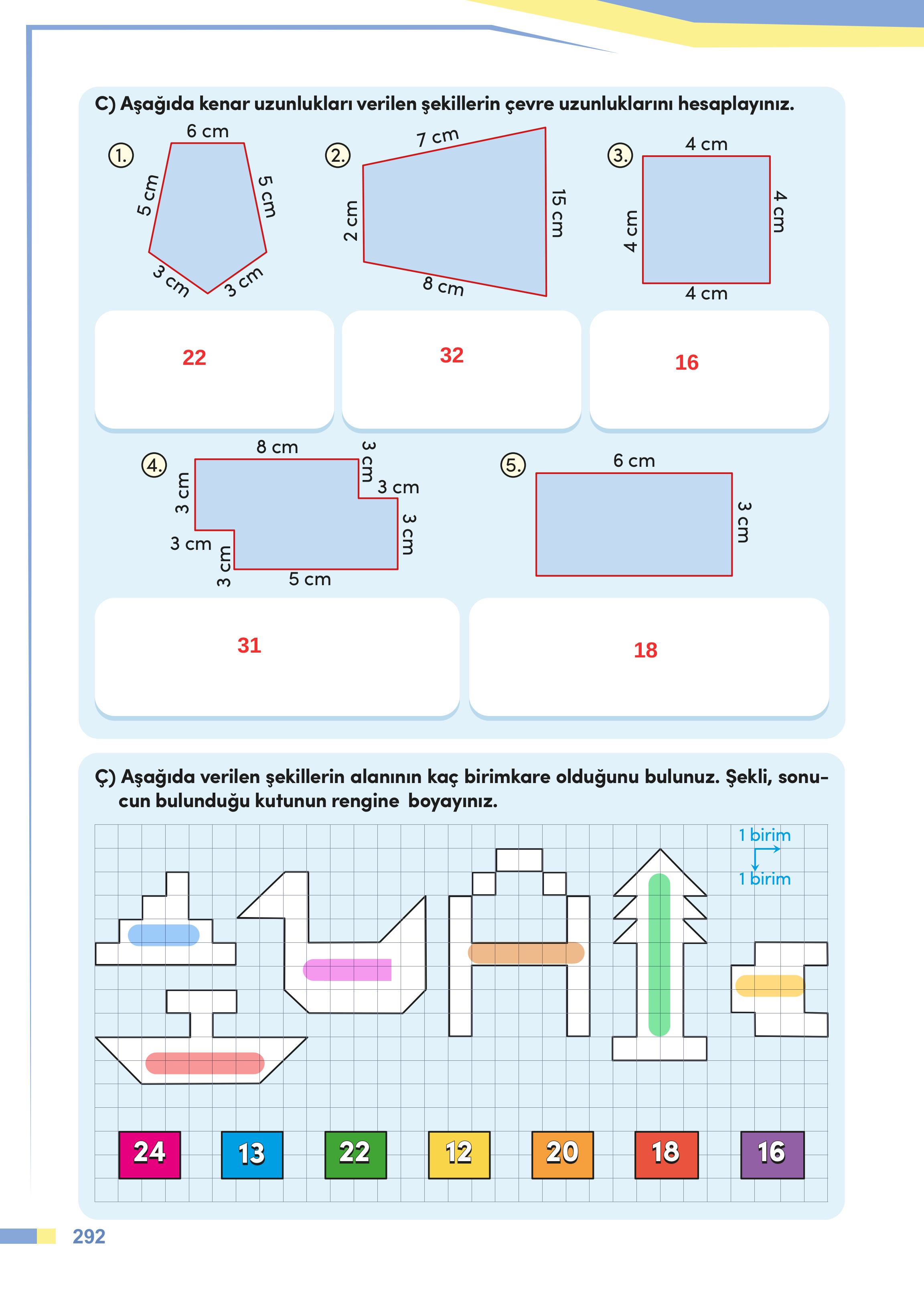 4. Sınıf Meb Yayınları Matematik Ders Kitabı Sayfa 292 Cevapları