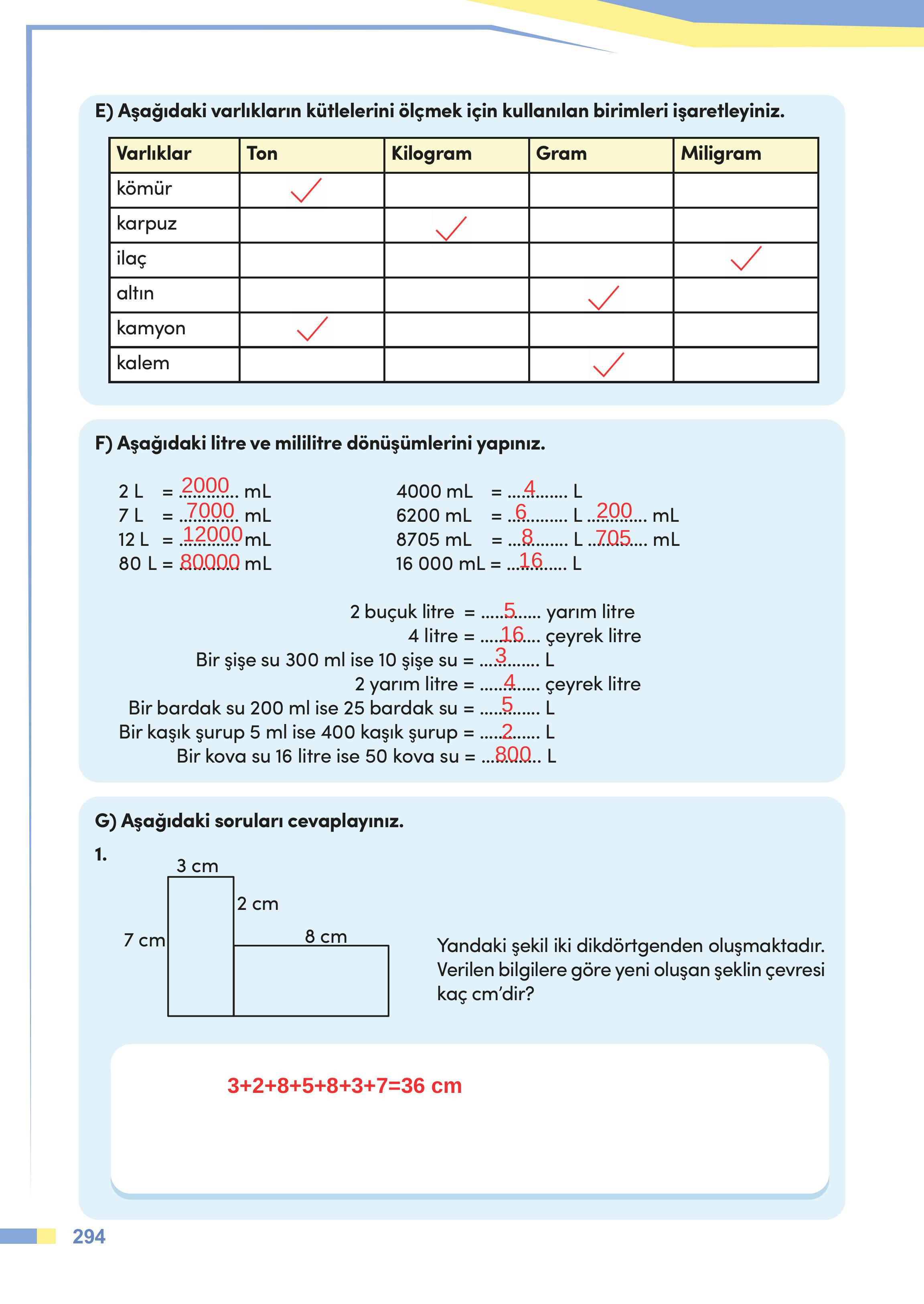 4. Sınıf Meb Yayınları Matematik Ders Kitabı Sayfa 294 Cevapları 4. Sınıf Meb Yayınları Matematik Ders Kitabı Sayfa 294 Cevapları