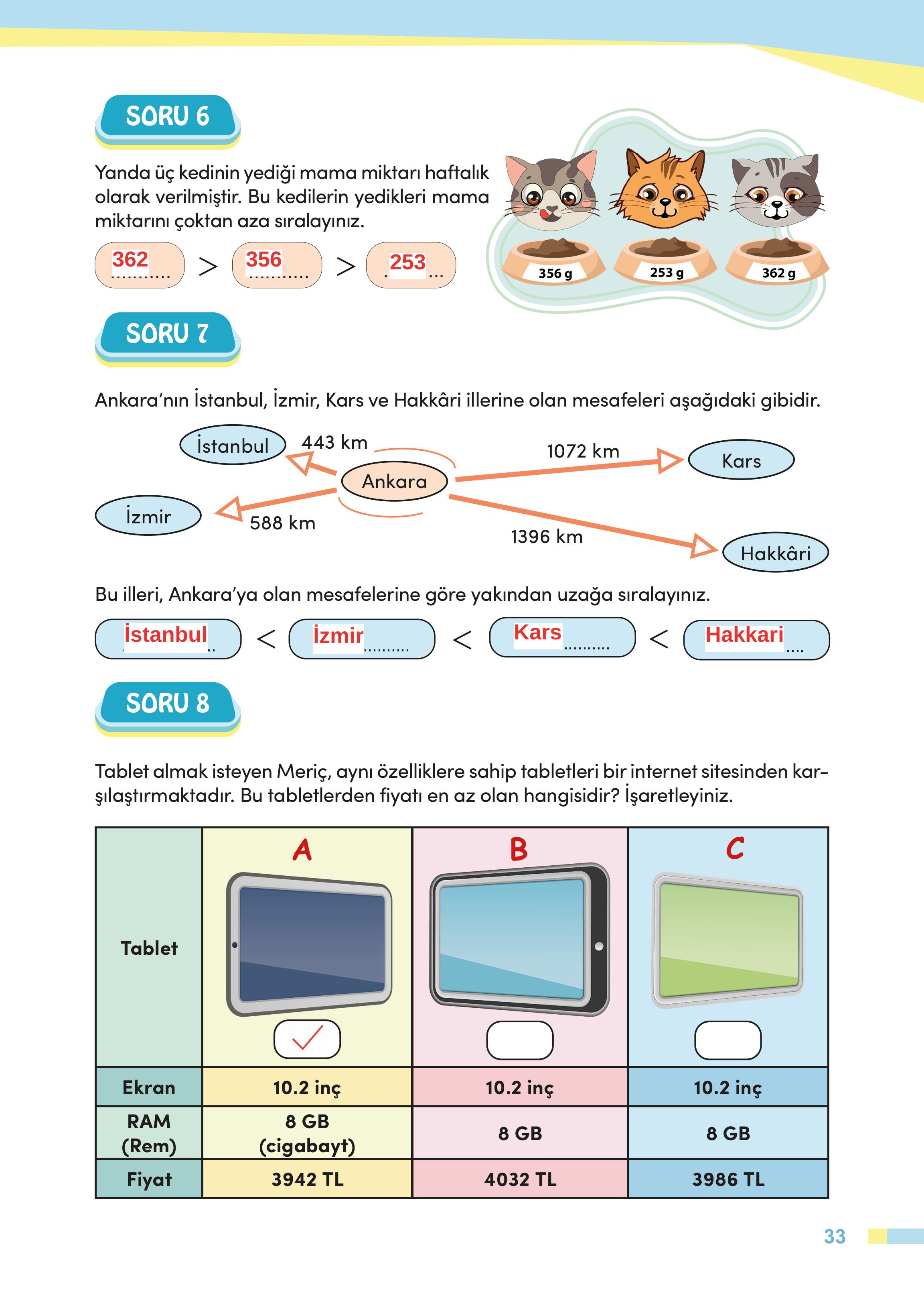 4. Sınıf Meb Yayınları Matematik Ders Kitabı Sayfa 33 Cevapları
