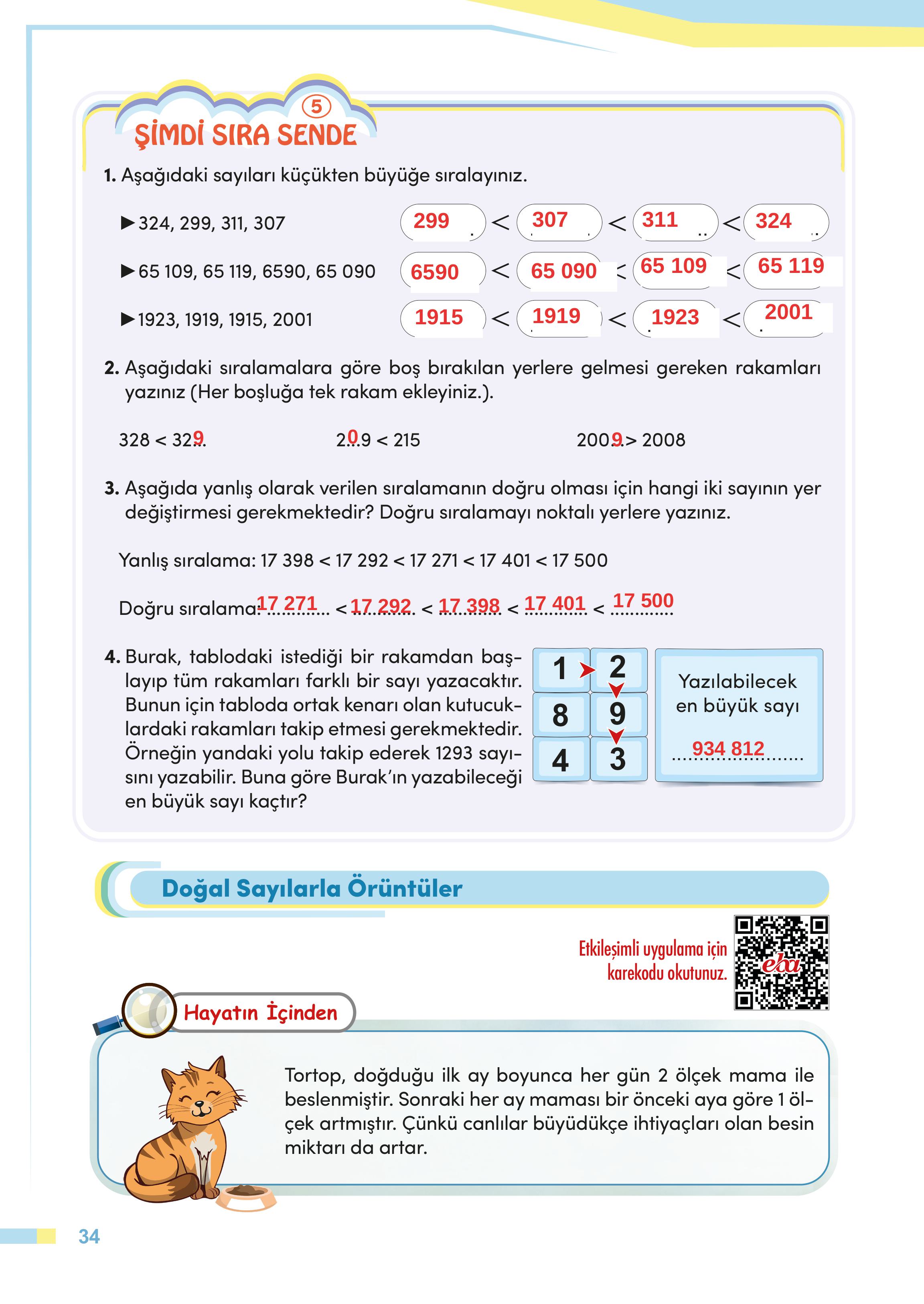 4. Sınıf Meb Yayınları Matematik Ders Kitabı Sayfa 34 Cevapları