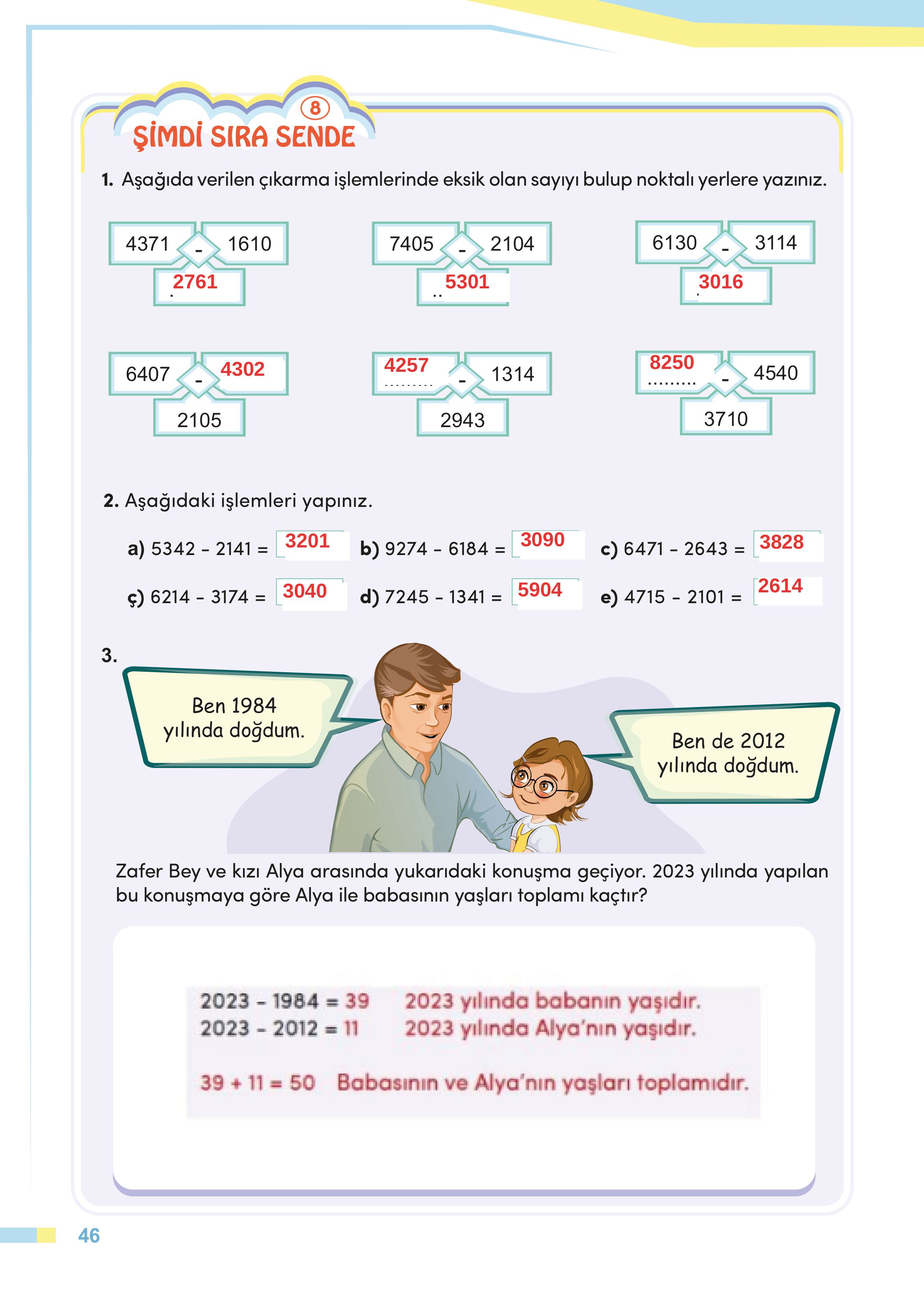 4. Sınıf Meb Yayınları Matematik Ders Kitabı Sayfa 46 Cevapları