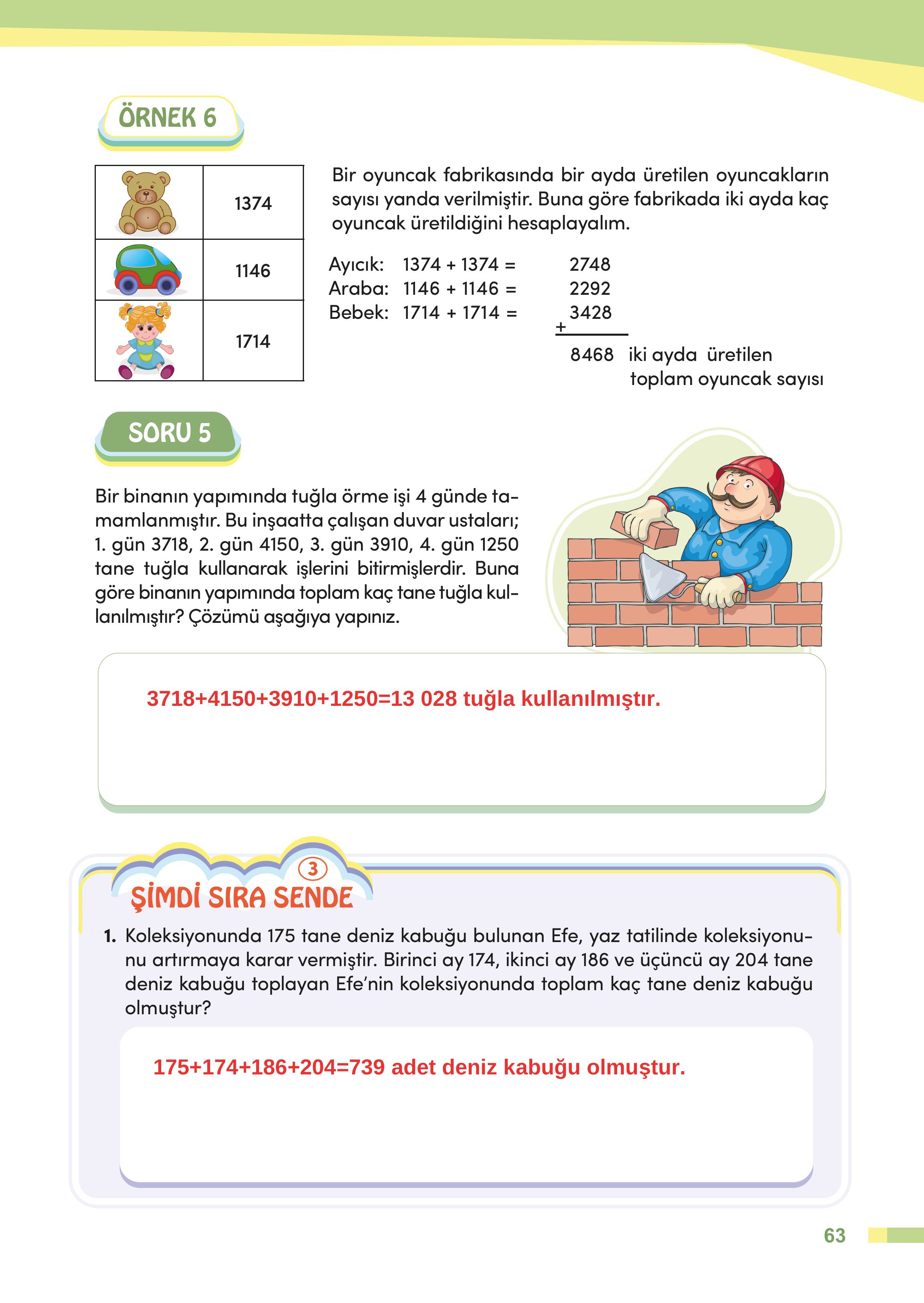 4. Sınıf Meb Yayınları Matematik Ders Kitabı Sayfa 63 Cevapları