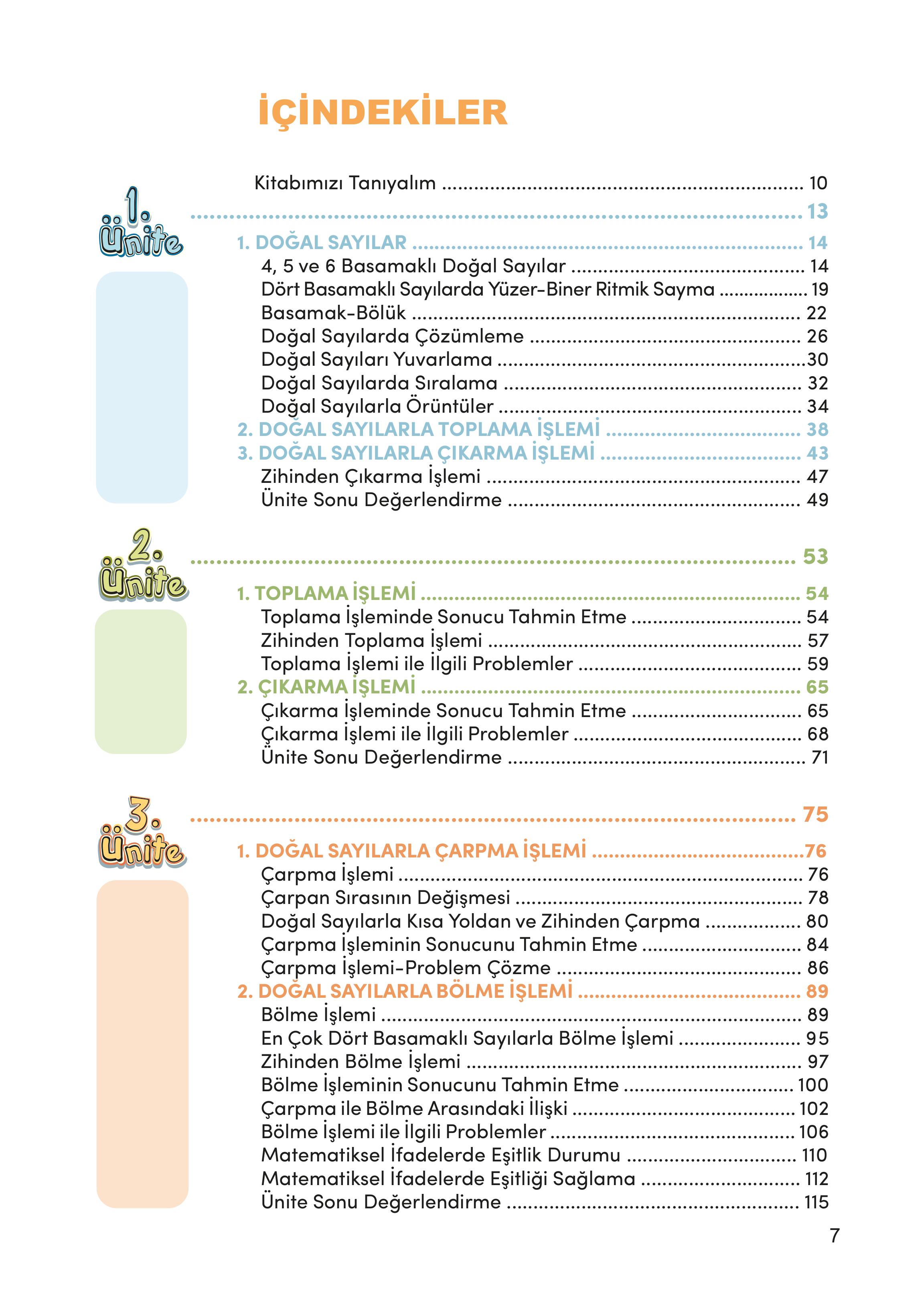 4. Sınıf Meb Yayınları Matematik Ders Kitabı Sayfa 7 Cevapları