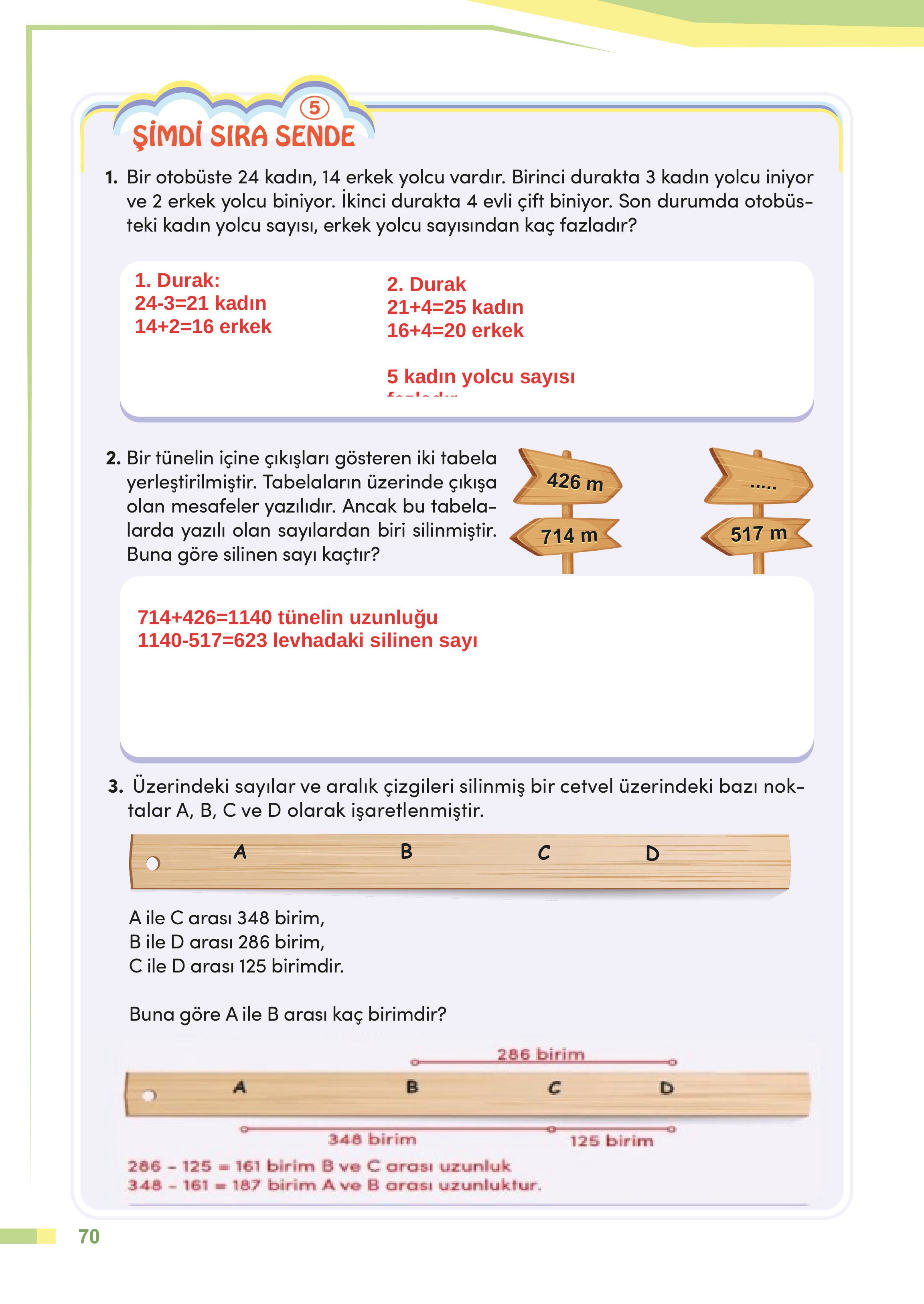4. Sınıf Meb Yayınları Matematik Ders Kitabı Sayfa 70 Cevapları