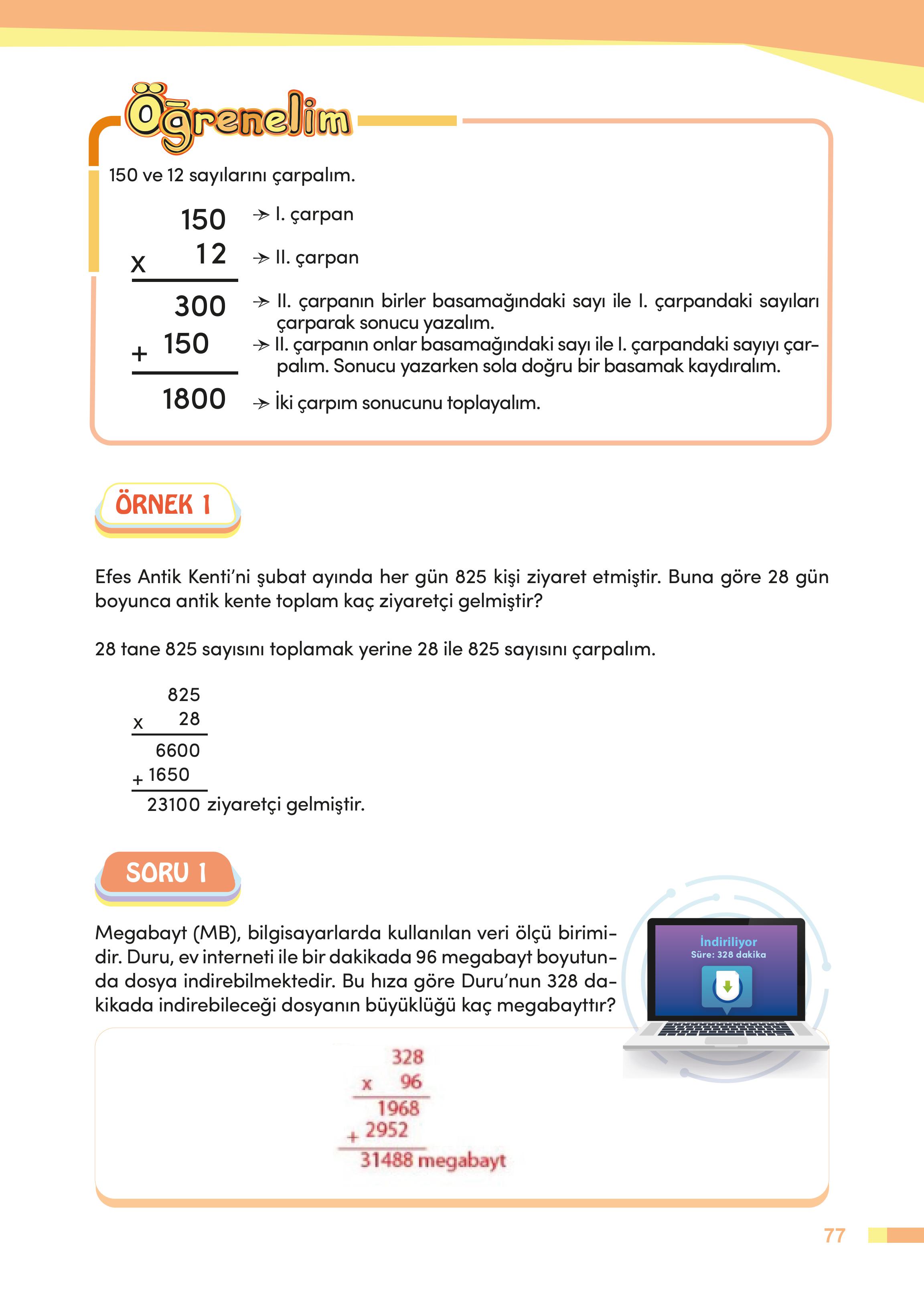 4. Sınıf Meb Yayınları Matematik Ders Kitabı Sayfa 77 Cevapları