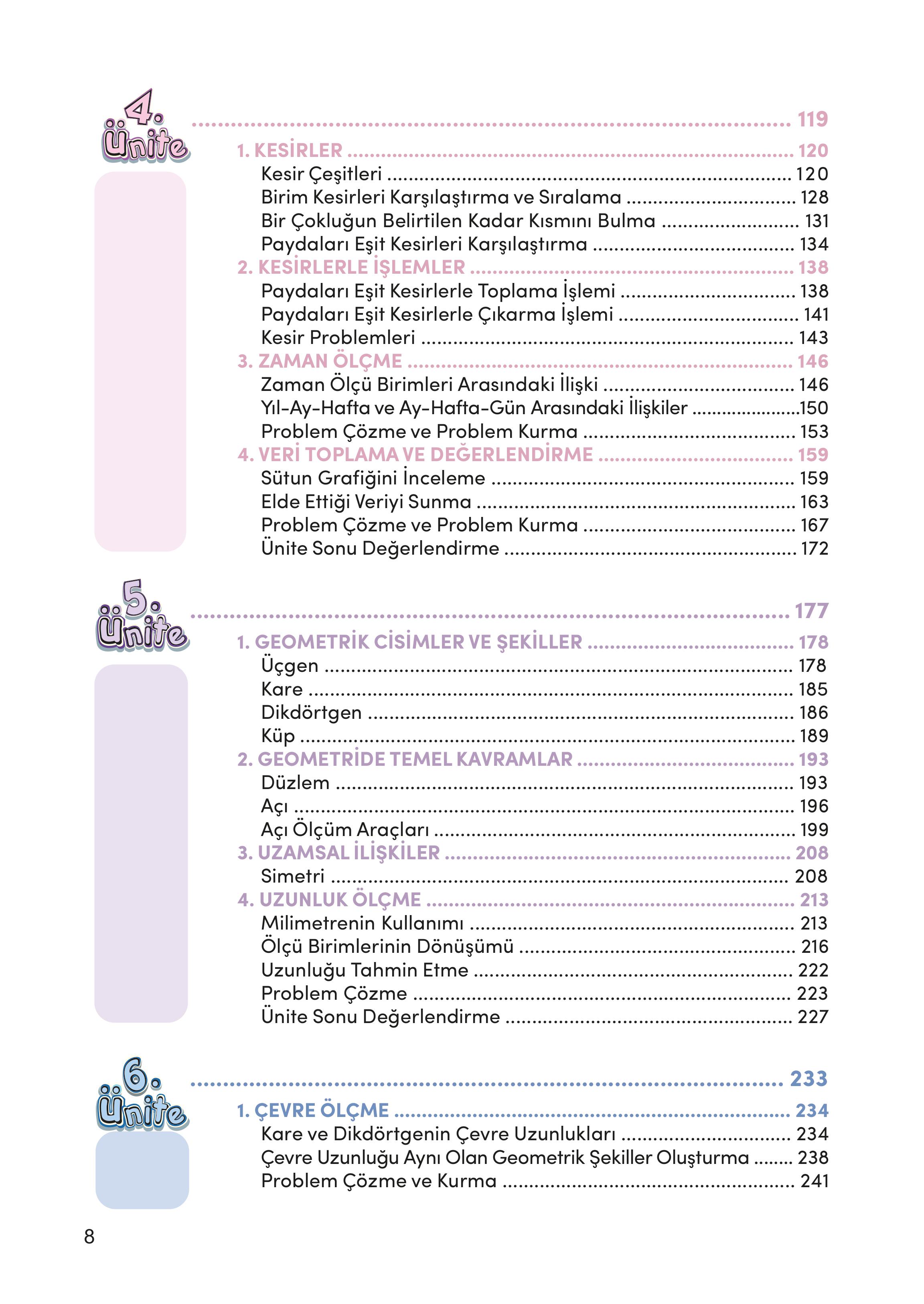 4. Sınıf Meb Yayınları Matematik Ders Kitabı Sayfa 8 Cevapları