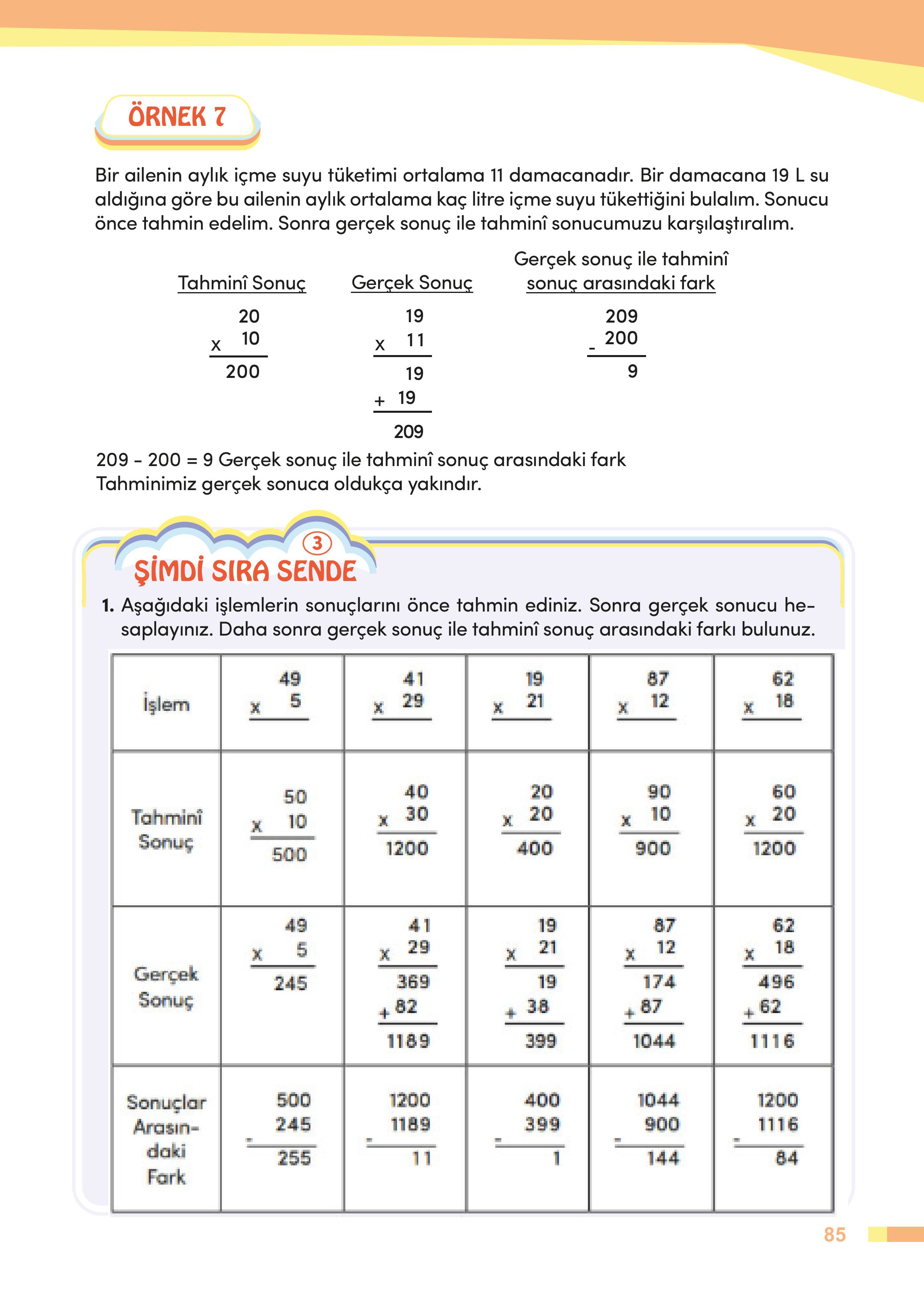 4. Sınıf Meb Yayınları Matematik Ders Kitabı Sayfa 85 Cevapları