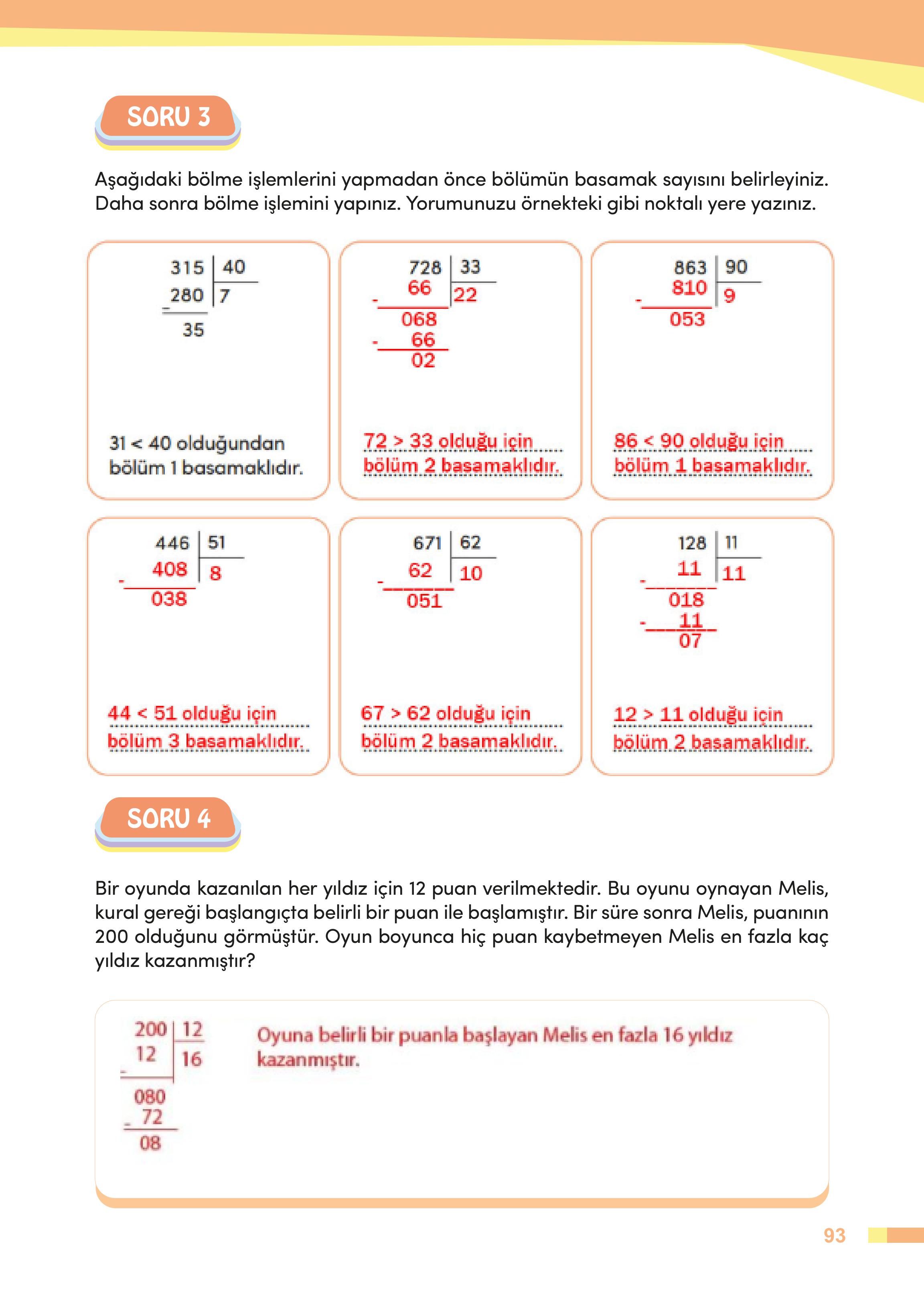4. Sınıf Meb Yayınları Matematik Ders Kitabı Sayfa 93 Cevapları 4. Sınıf Meb Yayınları Matematik Ders Kitabı Sayfa 93 Cevapları