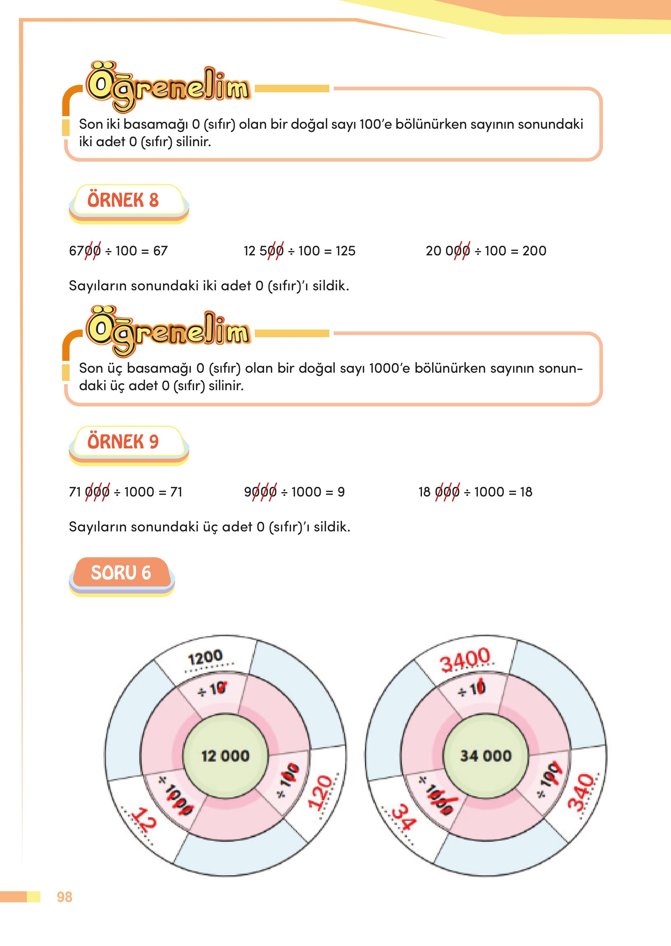 4. Sınıf Meb Yayınları Matematik Ders Kitabı Sayfa 98 Cevapları