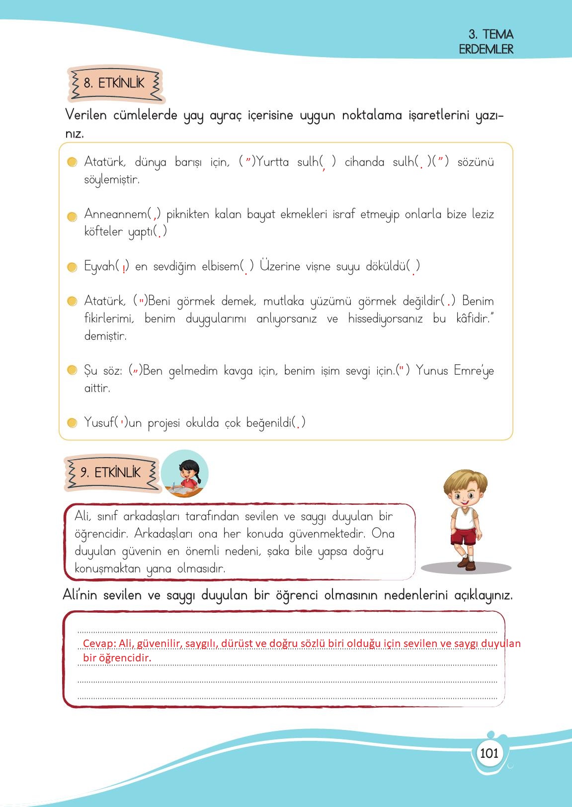 4. Sınıf Meb Yayınları Türkçe Ders Kitabı Sayfa 101 Cevapları
