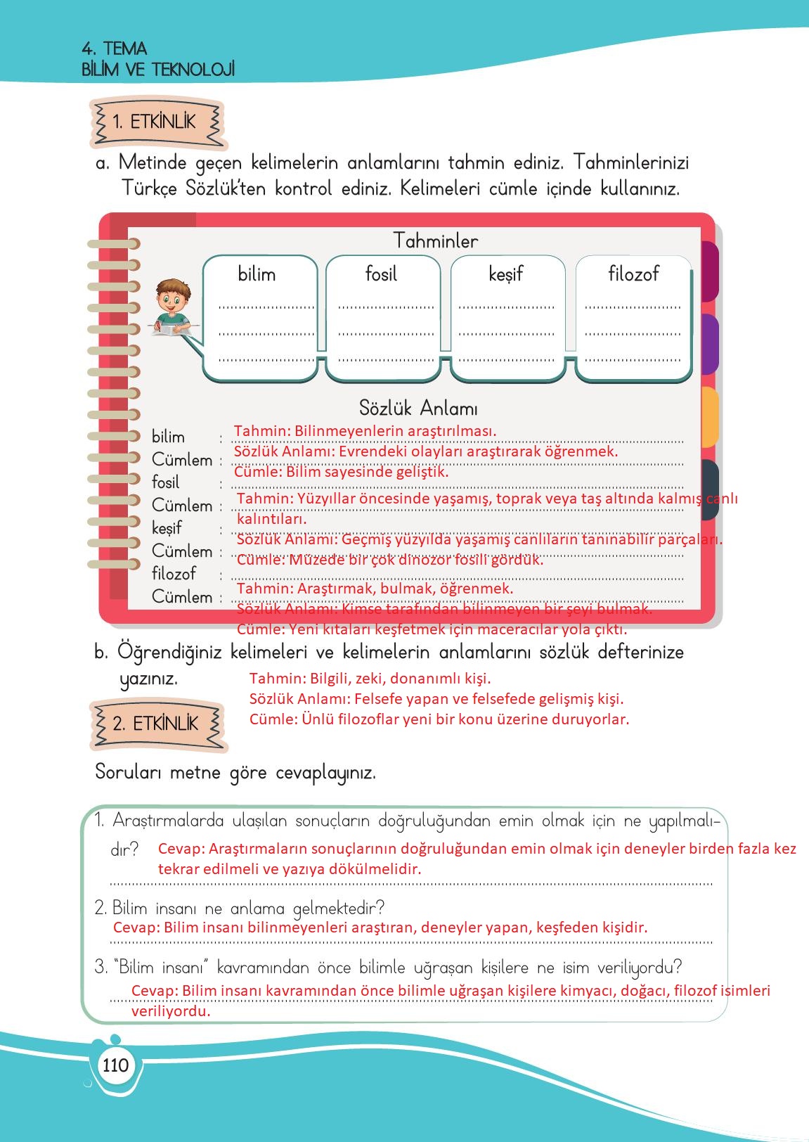 4. Sınıf Meb Yayınları Türkçe Ders Kitabı Sayfa 110 Cevapları 4. Sınıf Meb Yayınları Türkçe Ders Kitabı Sayfa 110 Cevapları