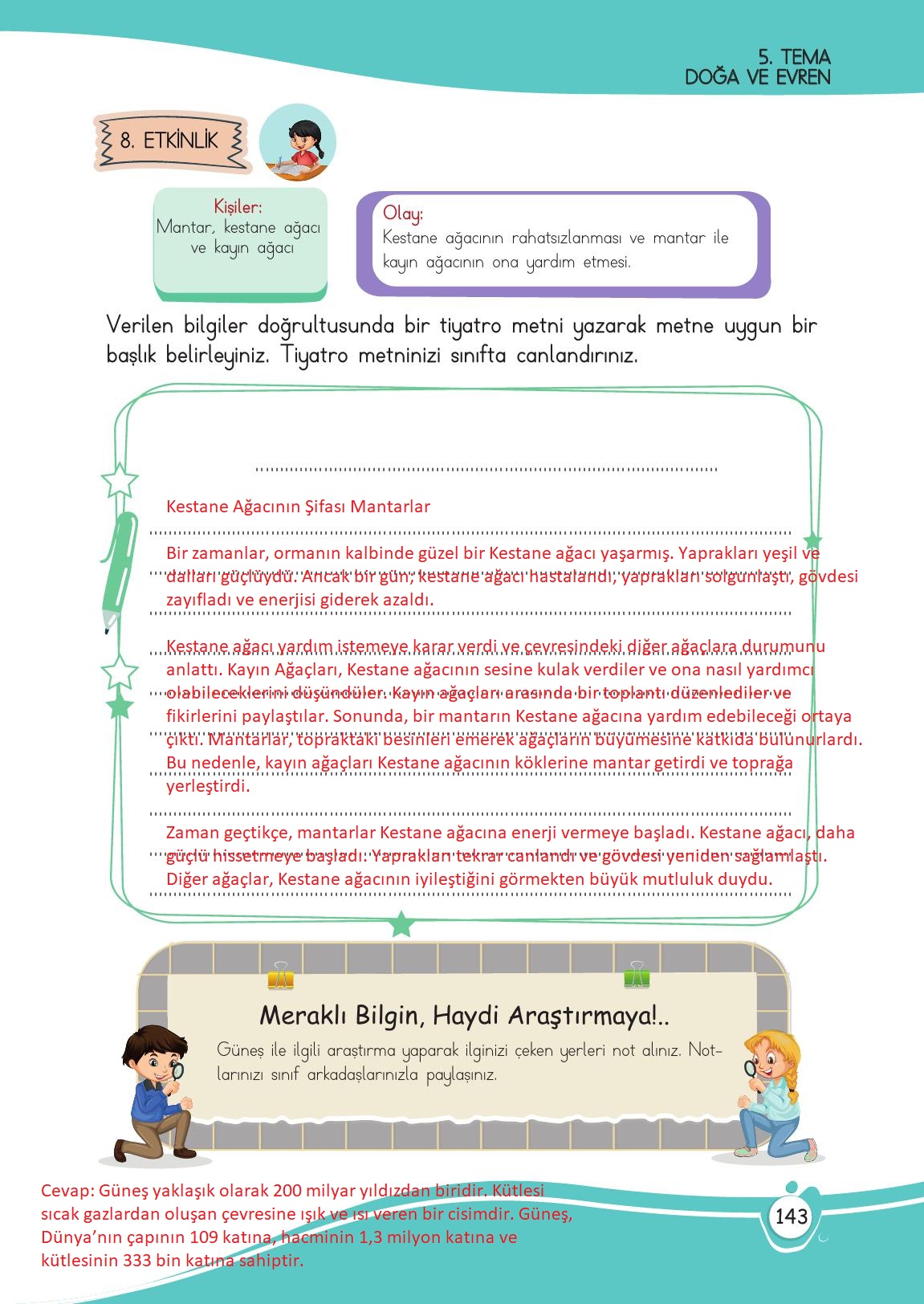 4. Sınıf Meb Yayınları Türkçe Ders Kitabı Sayfa 143 Cevapları