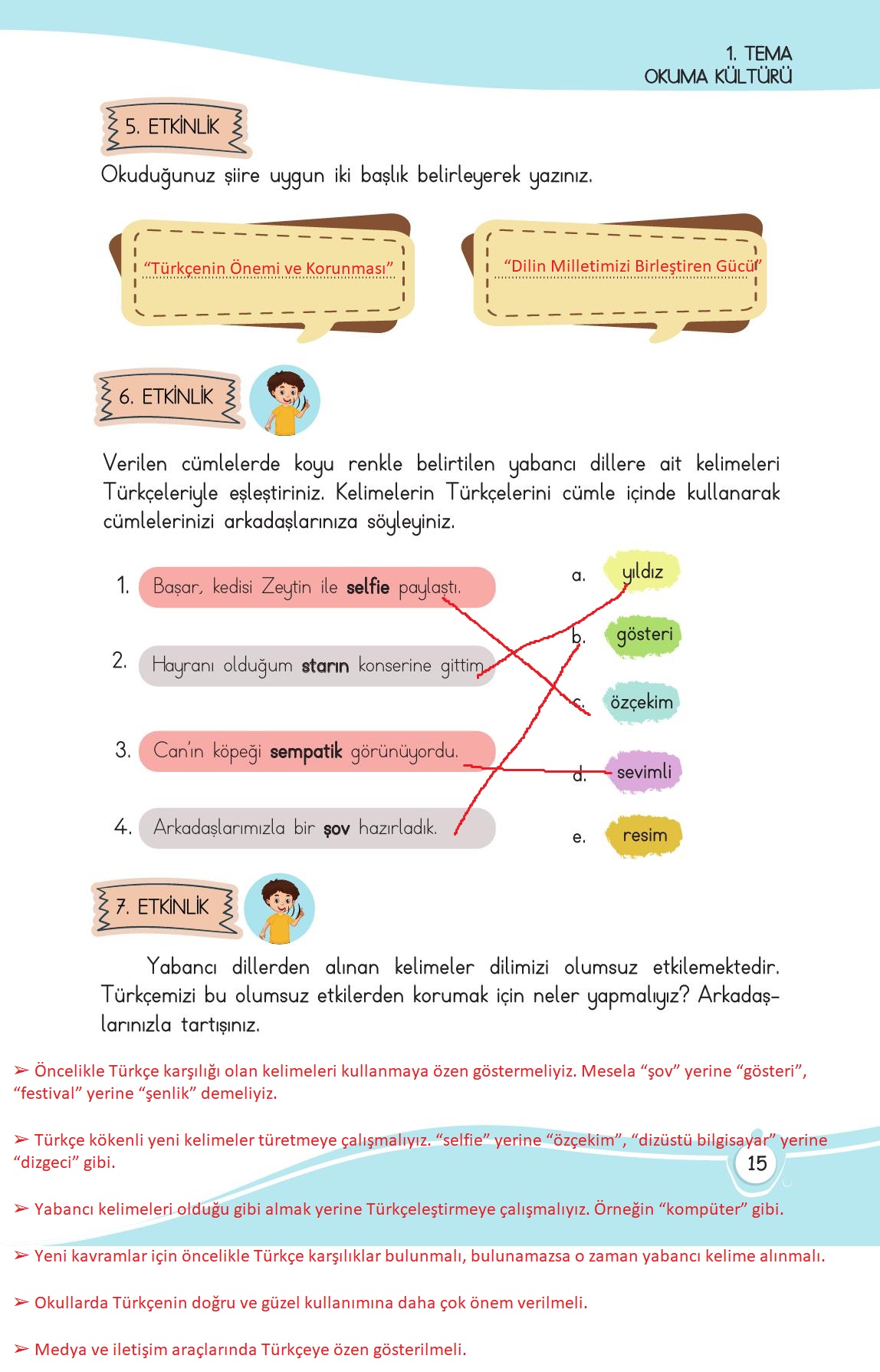 4. Sınıf Meb Yayınları Türkçe Ders Kitabı Sayfa 15 Cevapları 4. Sınıf Meb Yayınları Türkçe Ders Kitabı Sayfa 15 Cevapları