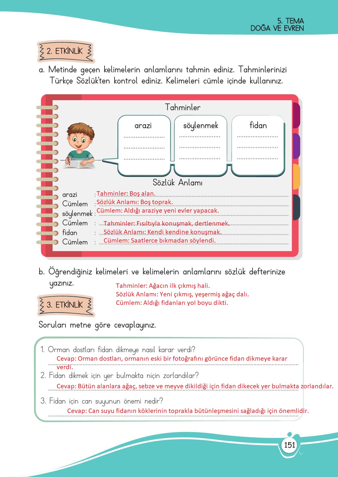 4. Sınıf Meb Yayınları Türkçe Ders Kitabı Sayfa 151 Cevapları