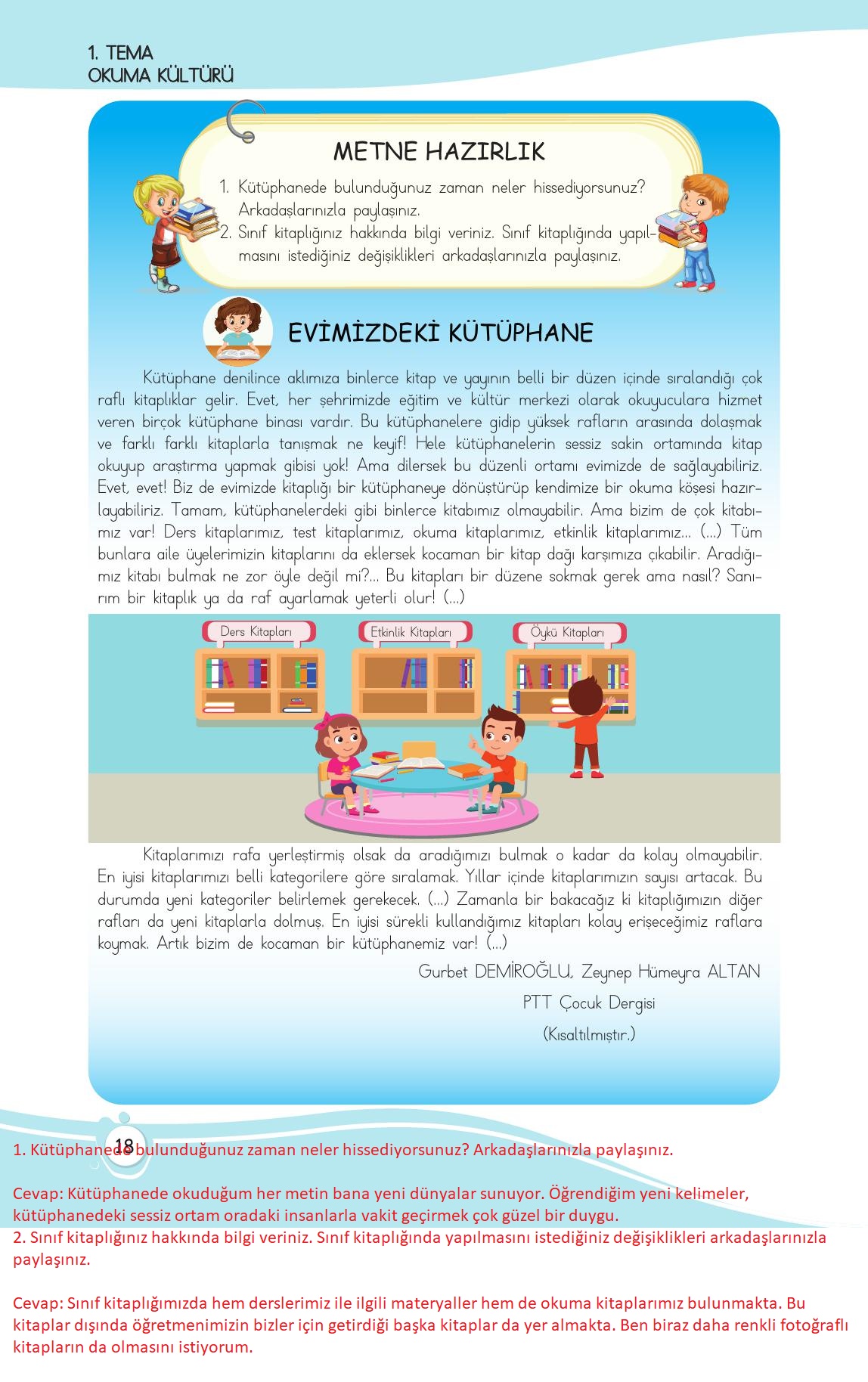 4. Sınıf Meb Yayınları Türkçe Ders Kitabı Sayfa 18 Cevapları