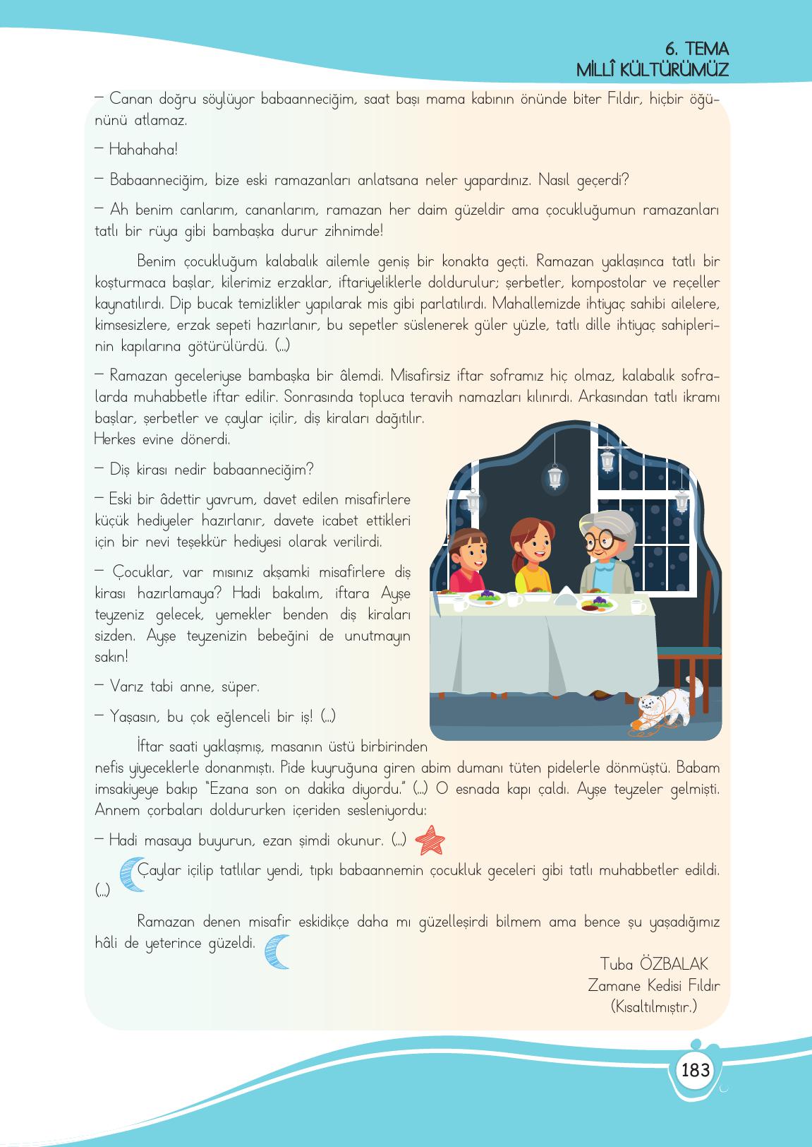 4. Sınıf Meb Yayınları Türkçe Ders Kitabı Sayfa 183 Cevapları