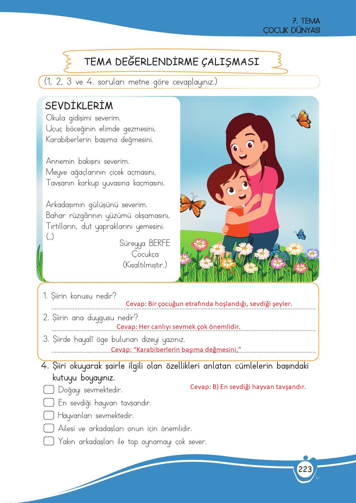 4. Sınıf Meb Yayınları Türkçe Ders Kitabı Sayfa 223 Cevapları