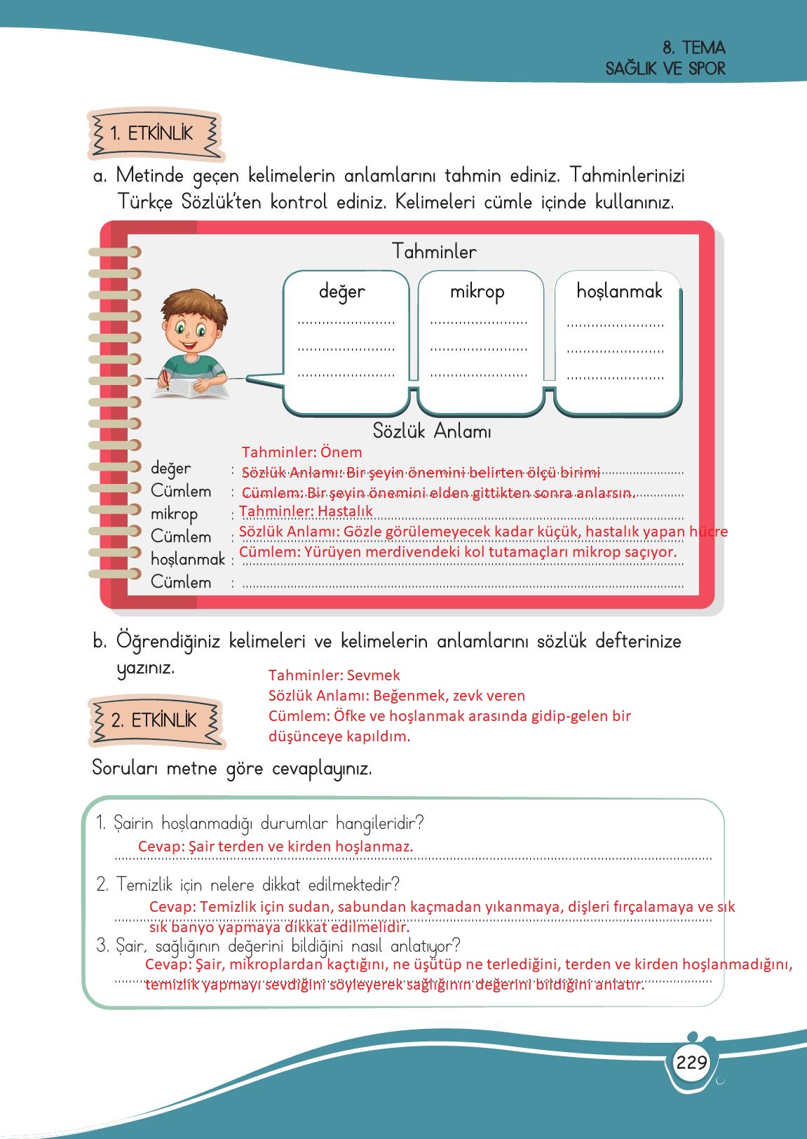4. Sınıf Meb Yayınları Türkçe Ders Kitabı Sayfa 229 Cevapları