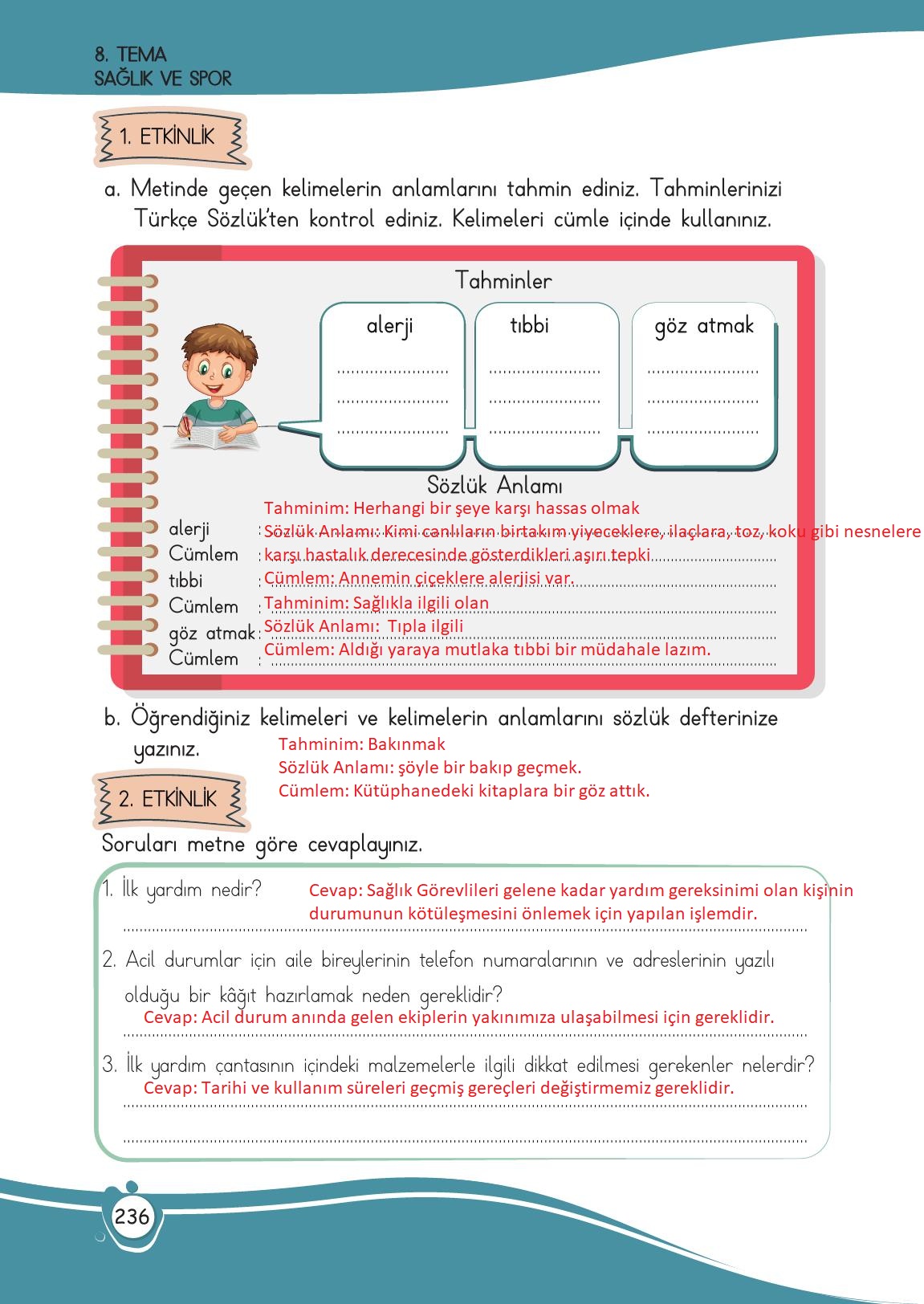 4. Sınıf Meb Yayınları Türkçe Ders Kitabı Sayfa 236 Cevapları
