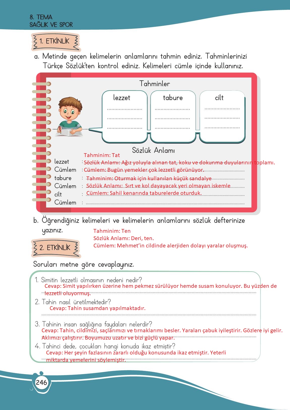 4. Sınıf Meb Yayınları Türkçe Ders Kitabı Sayfa 246 Cevapları