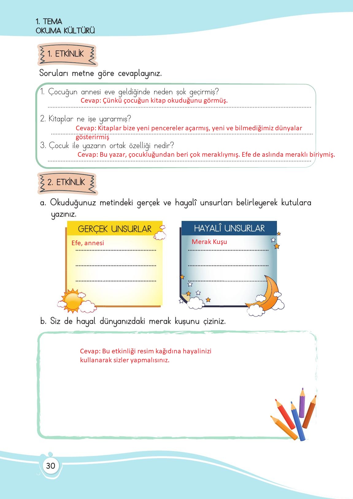 4. Sınıf Meb Yayınları Türkçe Ders Kitabı Sayfa 30 Cevapları