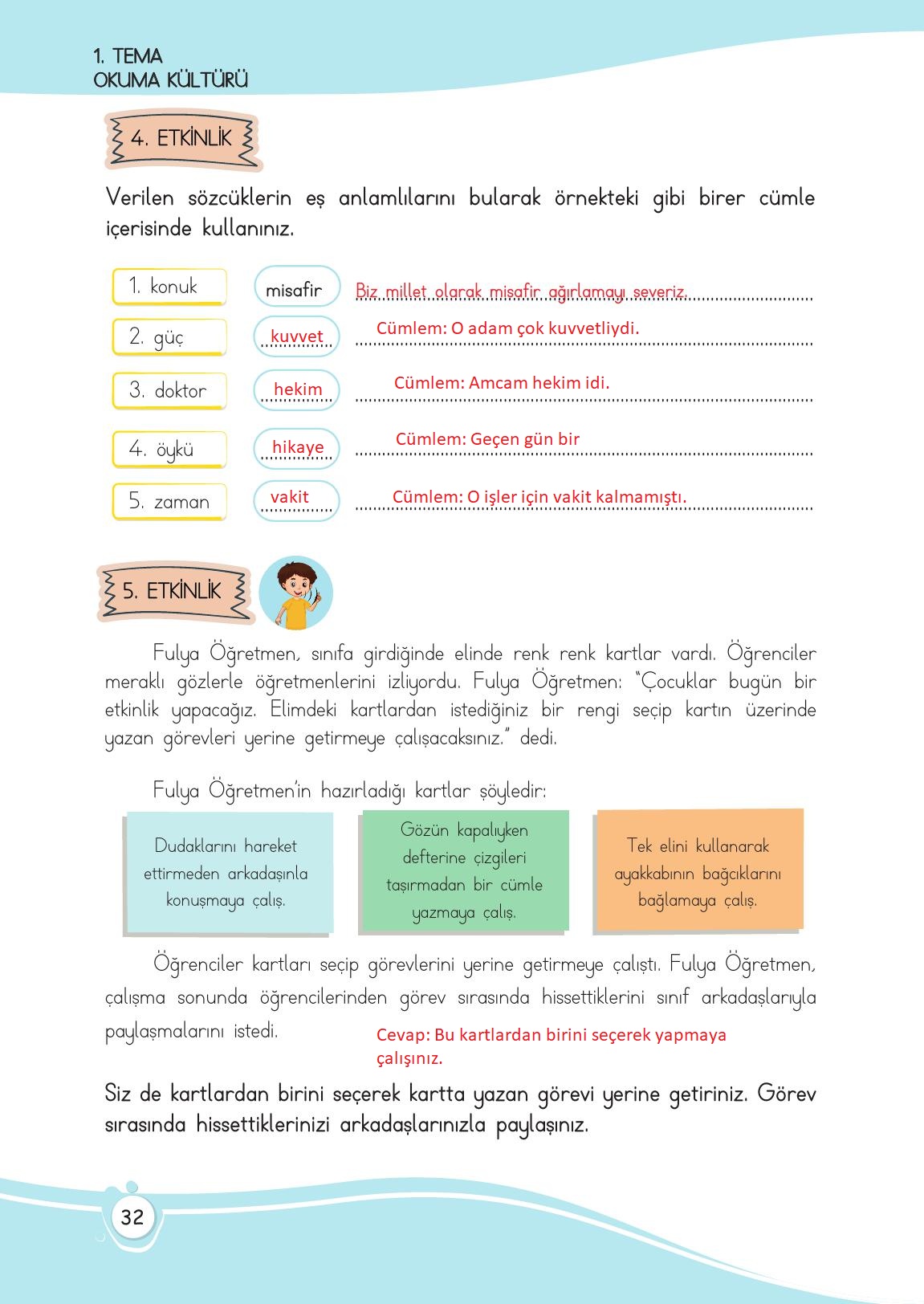 4. Sınıf Meb Yayınları Türkçe Ders Kitabı Sayfa 32 Cevapları