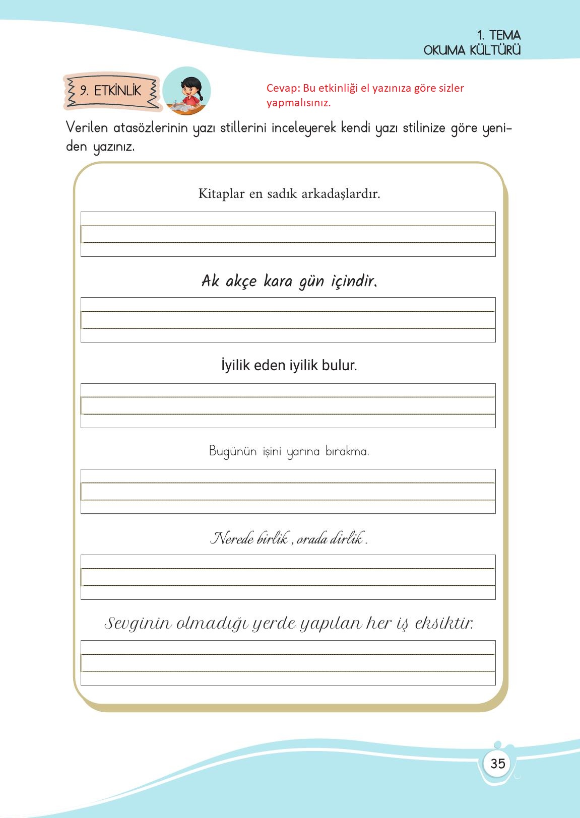 4. Sınıf Meb Yayınları Türkçe Ders Kitabı Sayfa 35 Cevapları