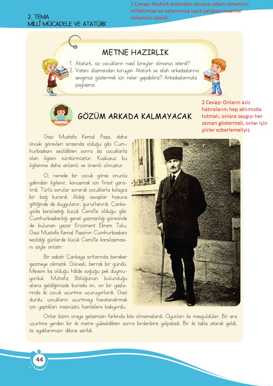 4. Sınıf Meb Yayınları Türkçe Ders Kitabı Sayfa 44 Cevapları